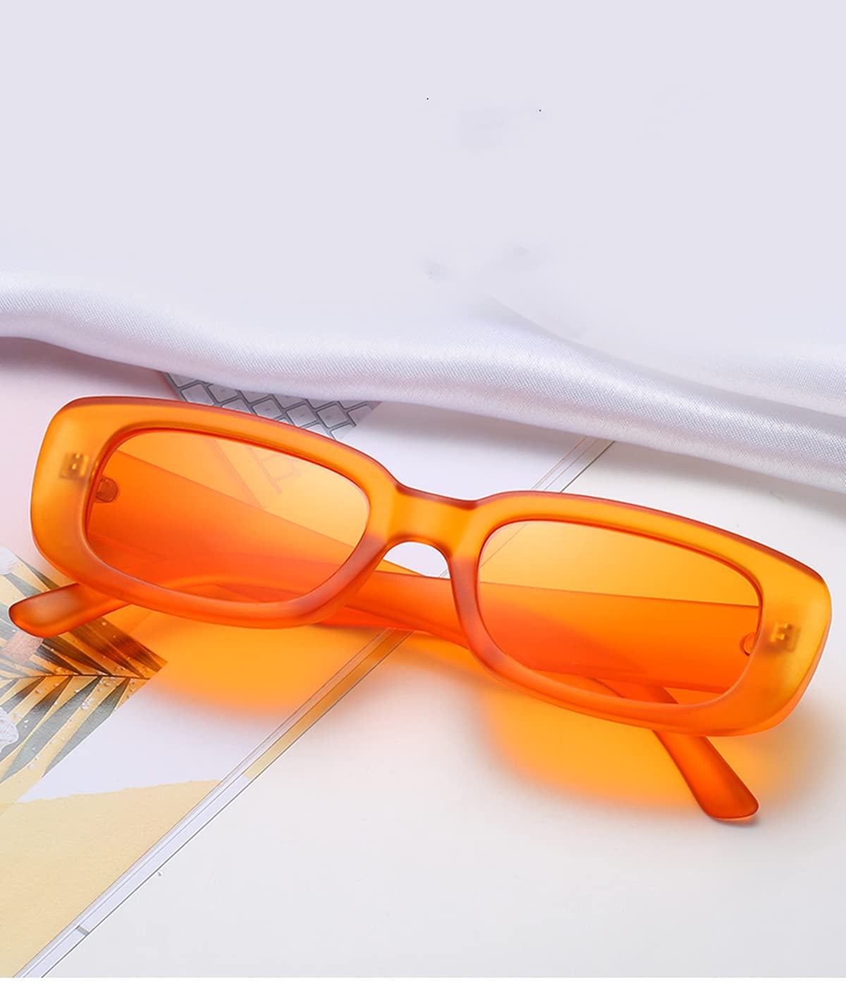 IKANOO Retro Rectangle Sunglasses for Women & Men - Small Square Frame Y2K 90s Vintage Style Black Sunglasses - Perfect for Beach, Driving, and Fashion Outfits