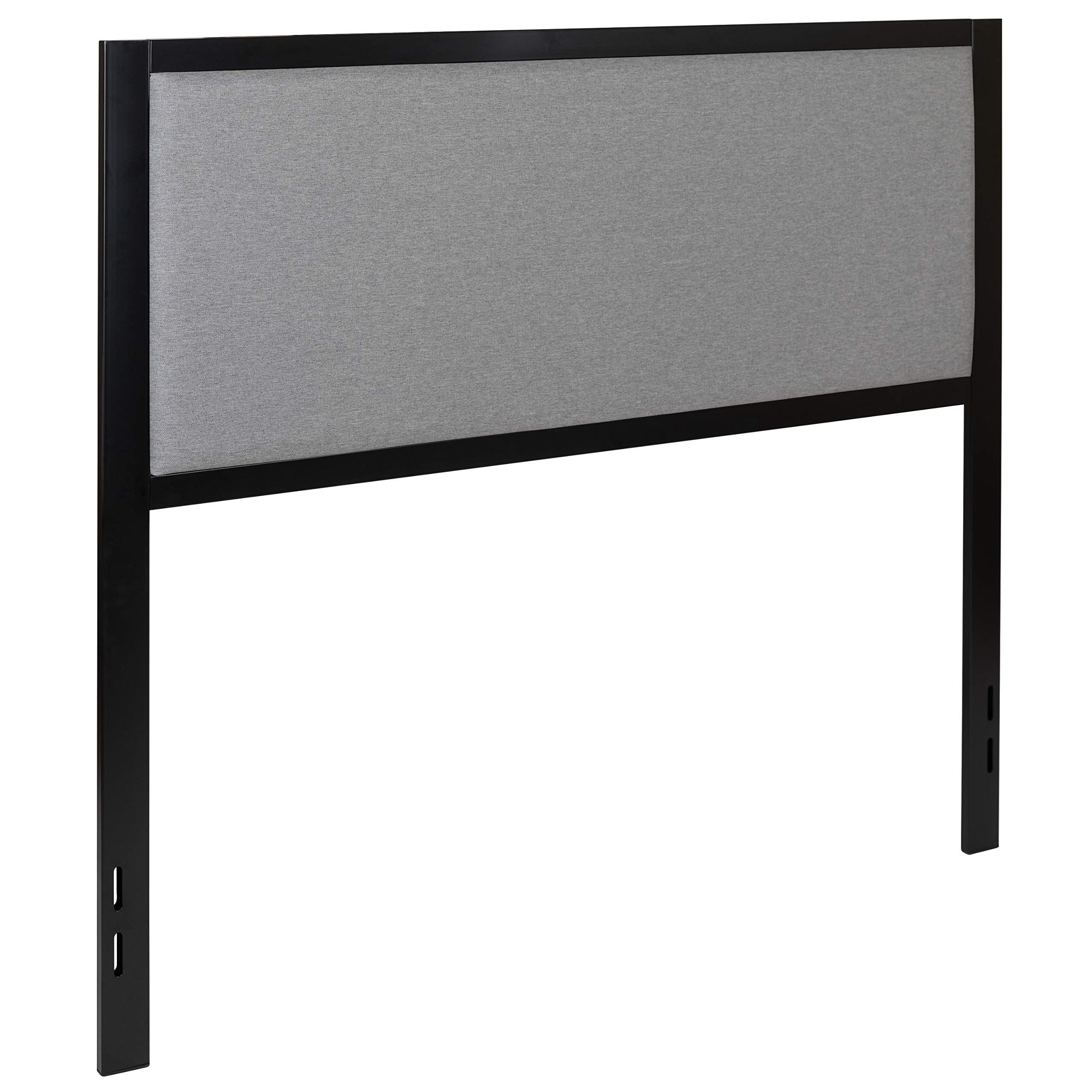 Merrick Lane West Avenue Full Size Headboard - Contemporary Light Gray Fabric Upholstered Design with Adjustable Rail Slots for Bed Frame - Perfect for Modern Bedroom Decor and Guest Room Setup
