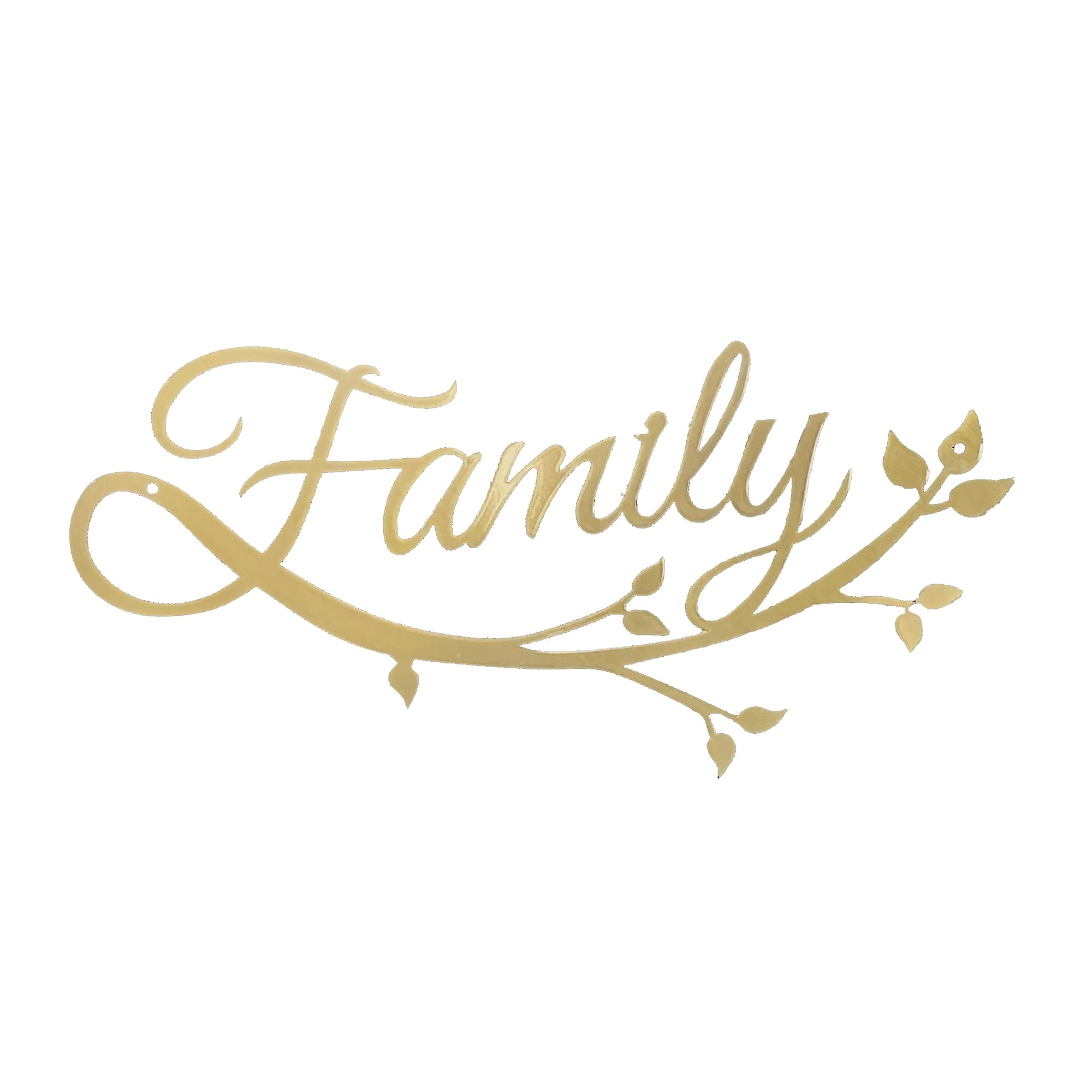Riverside Designs Family Cursive Word Metal Wall Art Sign | Premium Heavy-Duty Home Decor for Living Room, Bedroom & Office | Made in USA - Gold 36 Inch | Perfect for Housewarming Gifts & Farmhouse Style Interiors