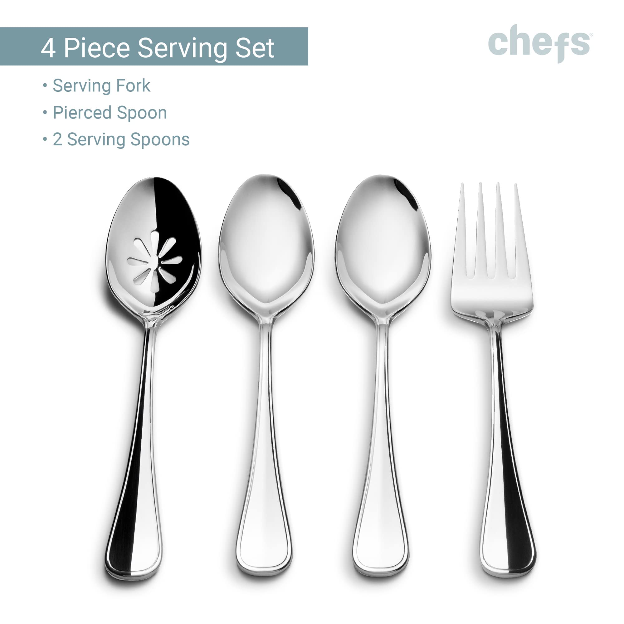 Premium CHEFS Flatware Set - 44-Piece Stainless Steel Cutlery for 8 People, Elegant Calais Design - Perfect for Dinner Parties, Weddings & Upscale Dining