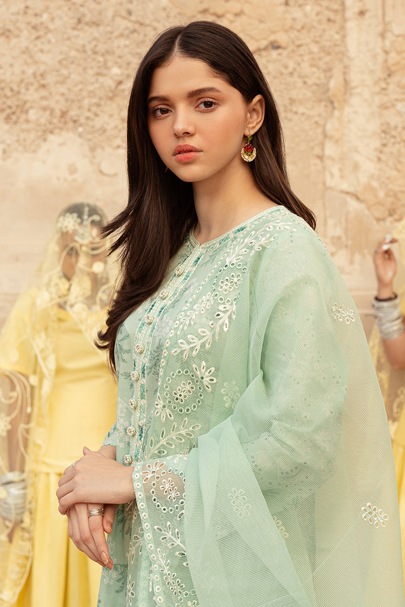 ICE LILY STITCH 3PC Embroidered Lawn Suit Set - Elegant Floral Design for Women's Summer Outfits, Perfect for Garden Parties, Weddings & Special Occasions