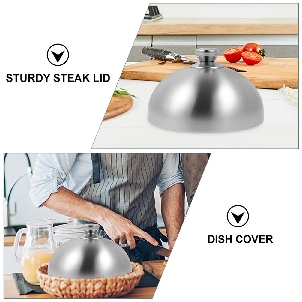 Angoily Stainless Steel Cheese Melting Dome & Food Cover - 28cm Round Plate Cover with Knob Handle for Restaurants, Flat Top Griddles, Indoor/Outdoor Cooking | Perfect for BBQ, Buffet Serving & Kitchen Food Presentation