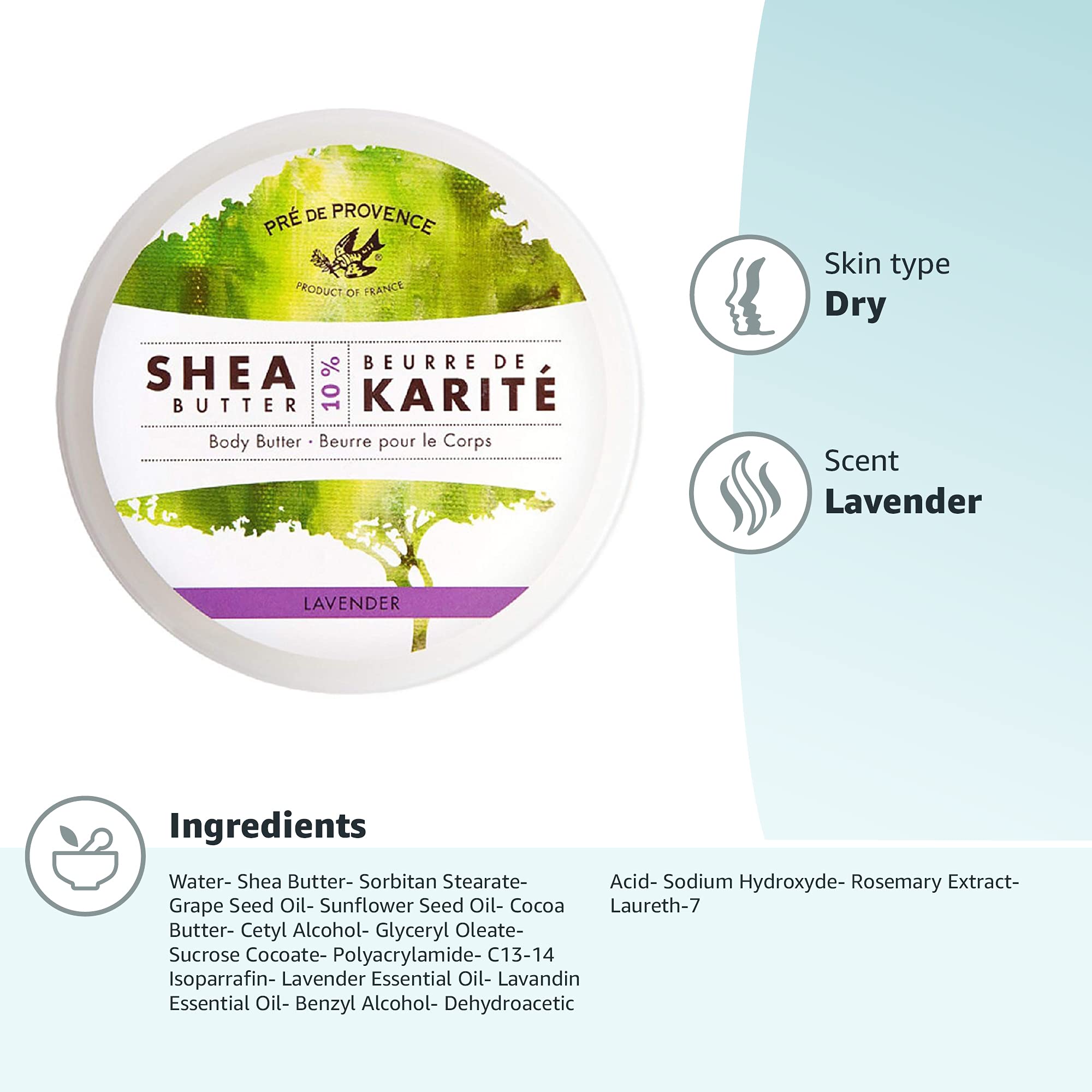 Pre de Provence Shea Butter Body Lotion - Ultra Moisturizing & Nourishing with Lavender Scent, 16.9 fl oz (500ml) - Perfect for Dry Skin Care & Relaxing Bath Time