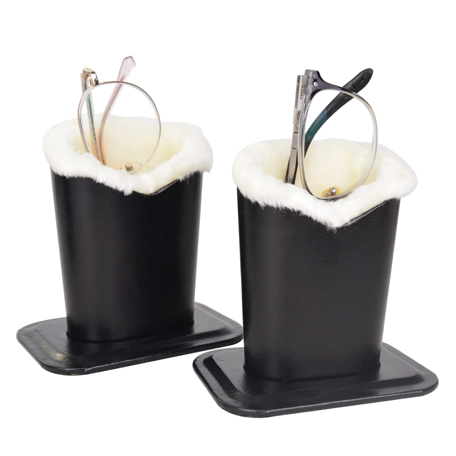 Baitaihem 2-Pack Soft Plush Lined Eyeglass Holder Stand - Protective Glasses Case for Desk, Nightstand, Office & Home Organization | Perfect for Reading Glasses, Sunglasses & Prescription Eyewear Storage