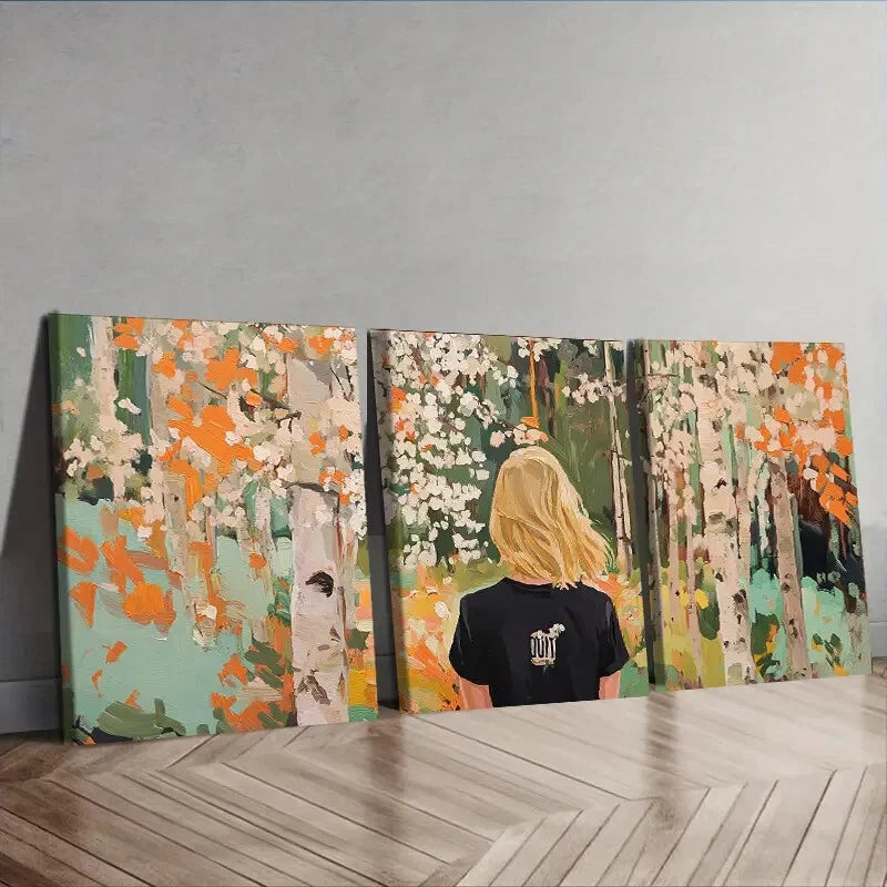 3-Piece Spring Forest Nature Trees Wall Art Set - Framed Canvas 40x60cm (16x24in) - High Quality Print - 100% Australian Made - Ready to Hang - Perfect for Living Room, Bedroom & Office Decor