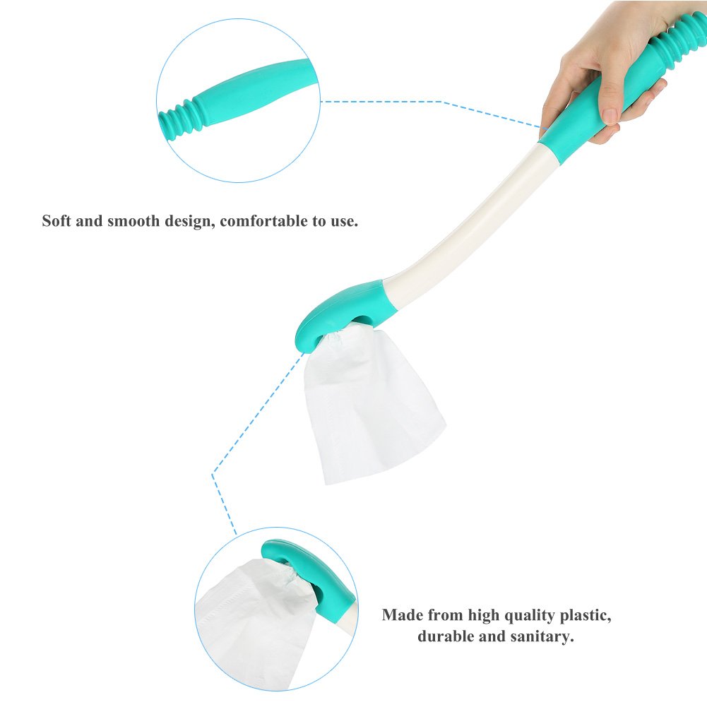 Long Handle Bottom Wiper - Self Wipe Aid with Comfort Grip for Toilet Paper | Elderly & Disabled Bathroom Assistive Device | Ideal for Limited Mobility & Post-Surgery Care
