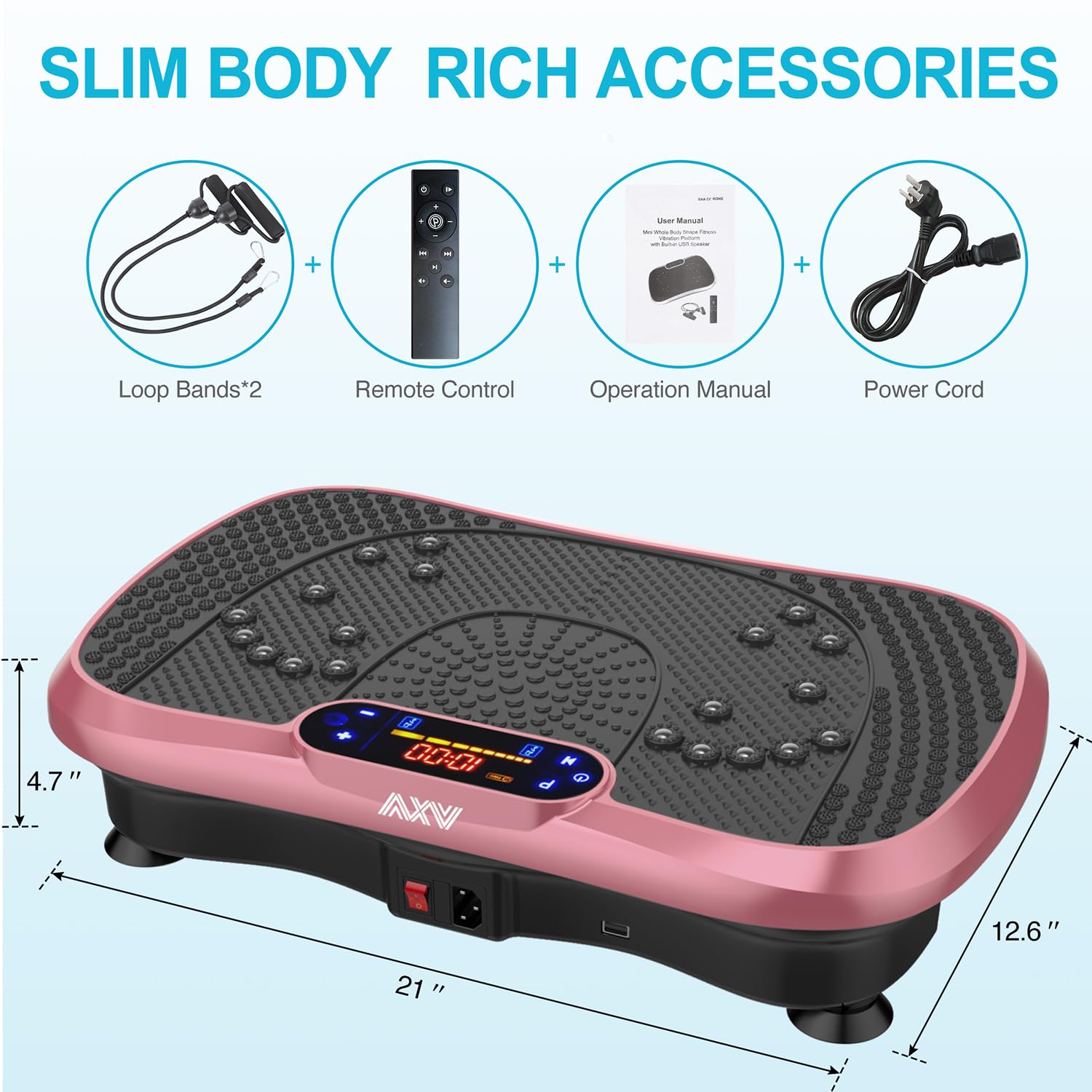 AXV Vibration Plate Exercise Machine - Full Body Workout Platform for Lymphatic Drainage & Weight Loss | Home Gym Equipment for Women & Men | Ideal for Fat Burning, Toning & Post-Workout Recovery