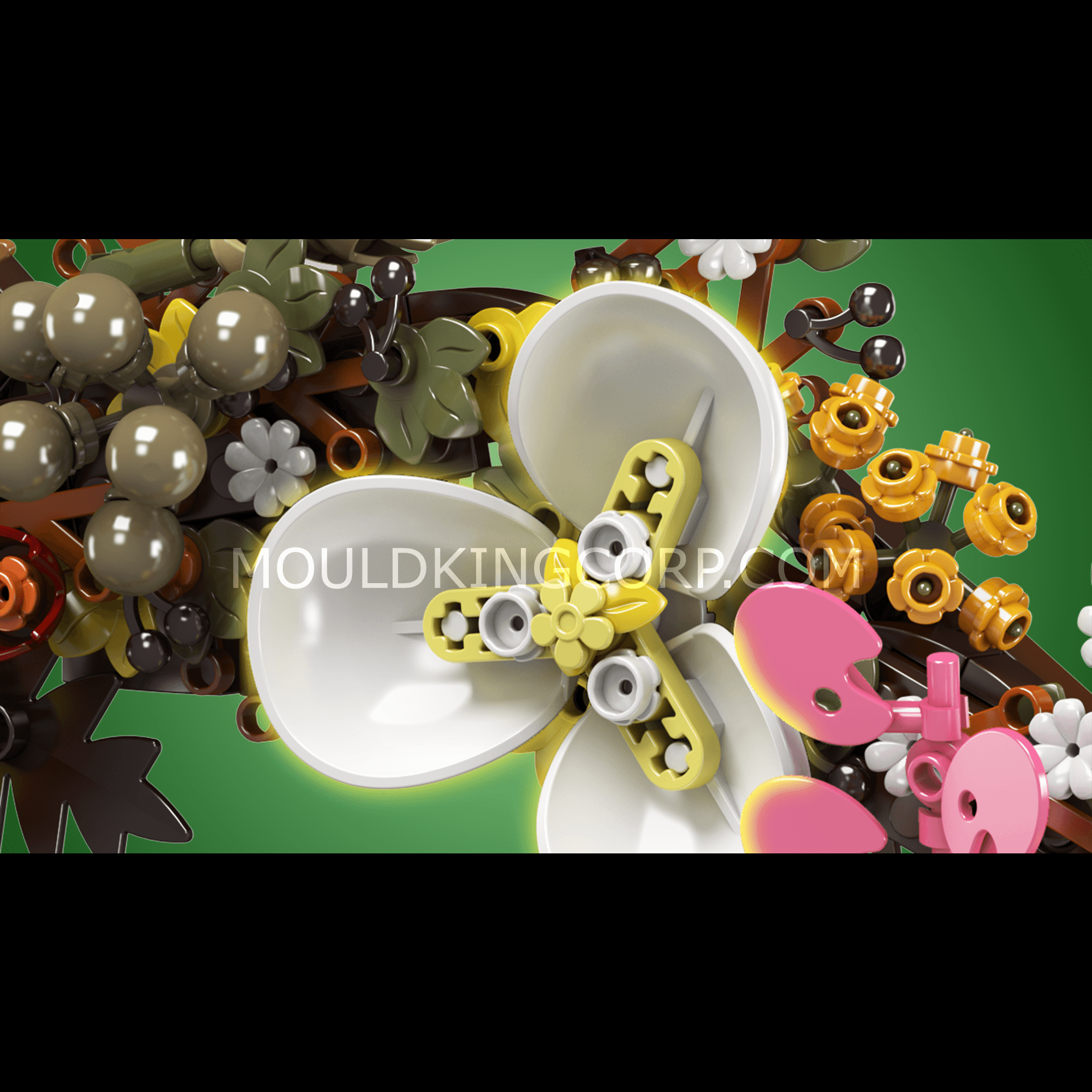 Mould King 10074 Christmas Dried Flower Wreath Building Set - 1,038 PCS DIY Holiday Home Decor for Christmas Tree, Fireplace & Front Door Decoration