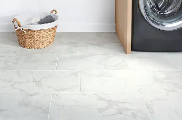 Premium Carrara White Marble Tile 12x24 Inch - Polished Ceramic Wall & Floor Tile for Bathroom, Kitchen, and Living Room Renovation