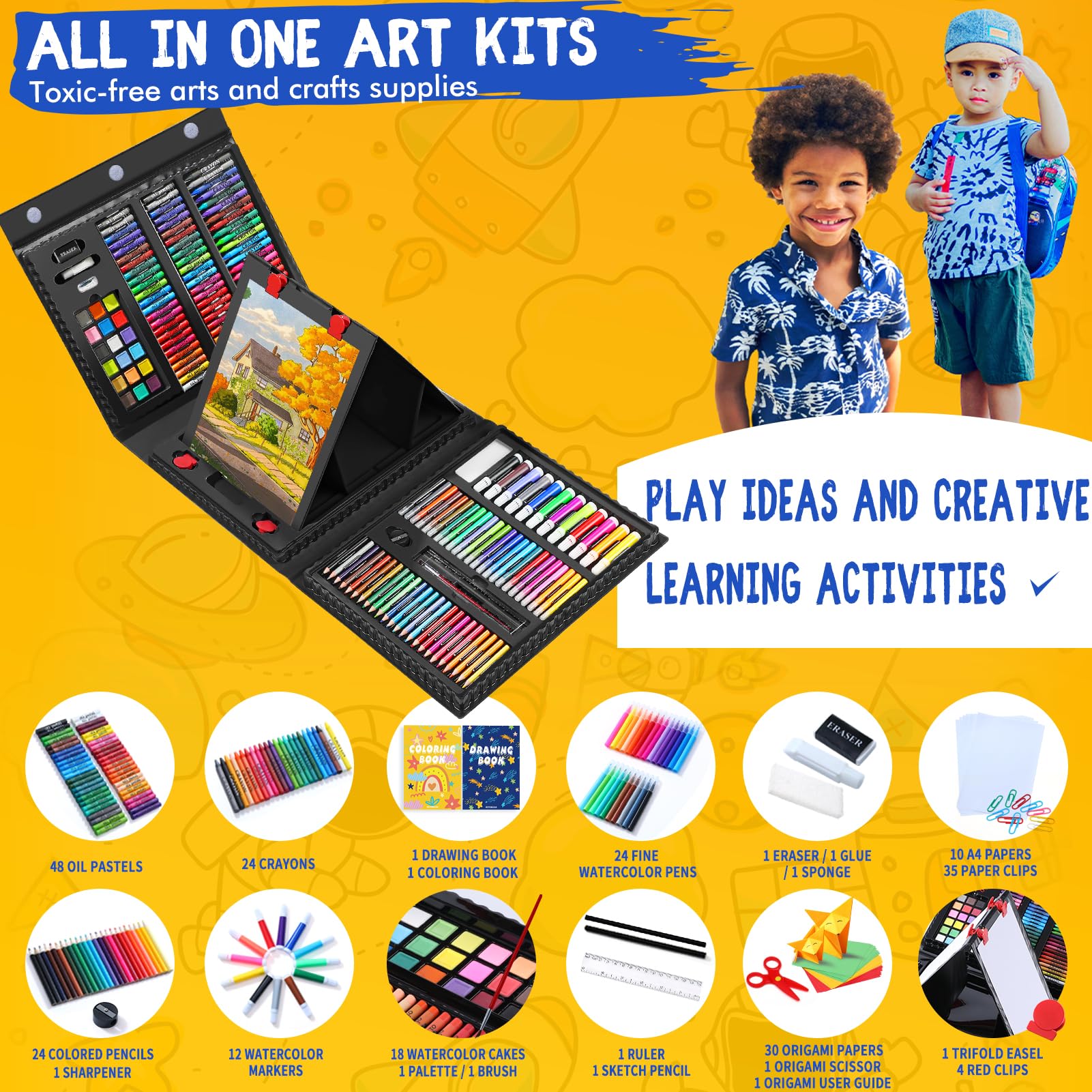 Premium Kids Watercolor Paint Set - 48-Piece Art Supplies Kit for Beginners, Boys & Girls | Drawing, Sketching & Crafting | Perfect Gift for Teens & Young Artists | Ideal for School Projects, DIY Art & Home Creativity