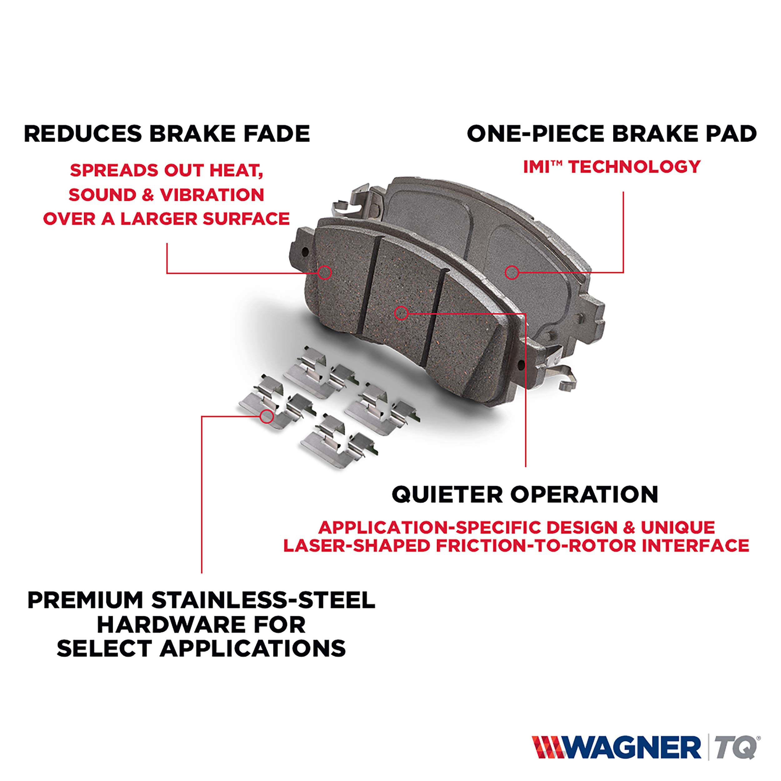 Wagner ThermoQuiet PD1036 Ceramic Disc Brake Pads Set - Front or Rear Brake Pad Replacement for Smooth & Quiet Performance - Perfect for Daily Commuting, Highway Driving & Stop-and-Go Traffic