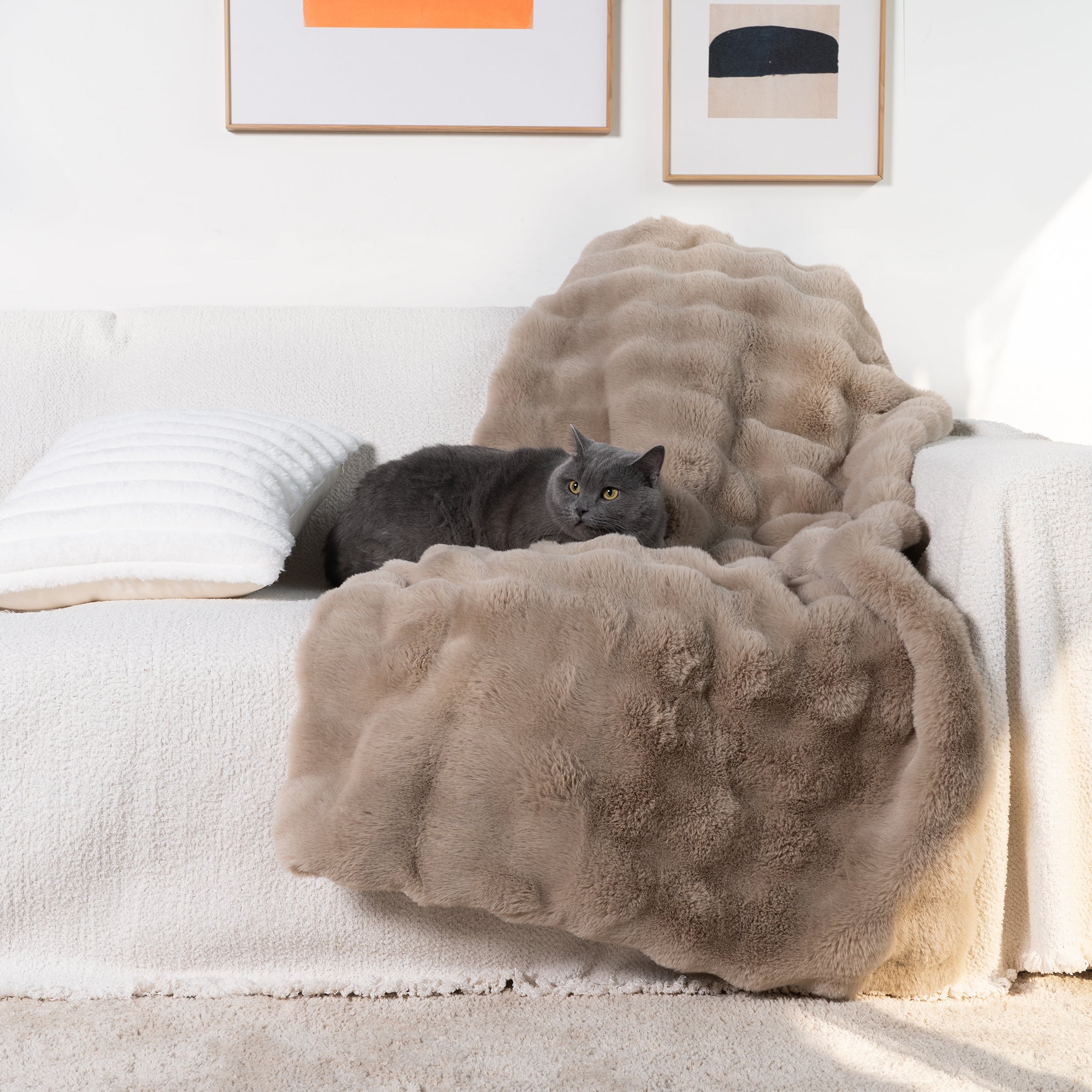 Soft Plush Faux Rabbit Fur Throw Blanket - Cozy Luxury Blanket for Couch, Bed & Sofa - Perfect for Winter Warmth, Home Decor & Gift Giving