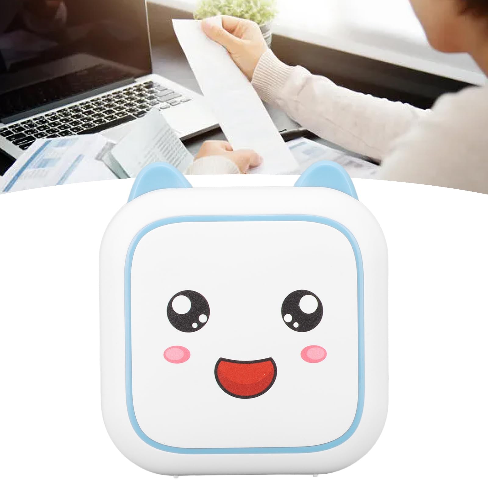 Portable Mini Thermal Printer - Low Noise Wireless Bluetooth Printer for School Notes, Homework & Office Use (Blue) - Perfect for Students, Teachers & Professionals