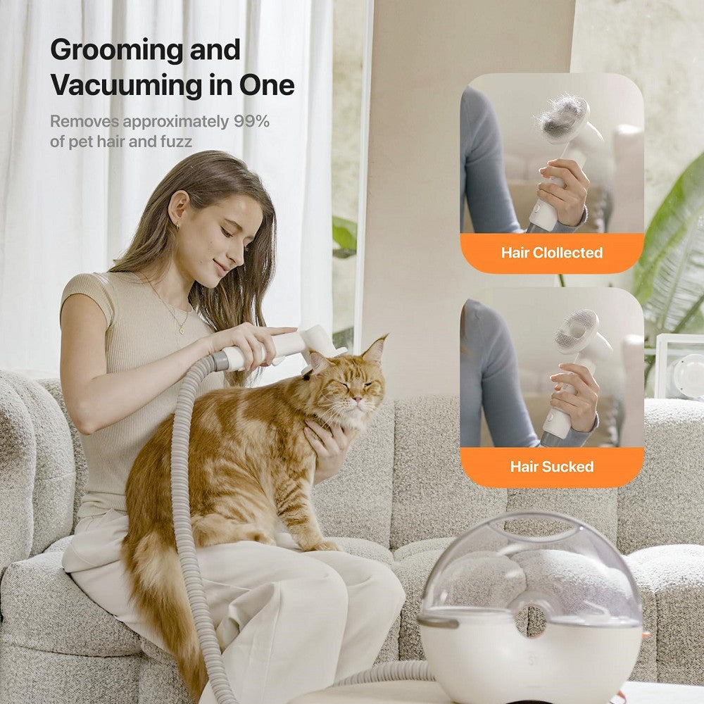 S1 Pro Pet 8-in-1 Grooming Vacuum Kit for Dogs & Cats - Gentle Deshedding, Nail Trimming & Hair Cutting - Perfect for Home Pet Grooming & Shedding Control