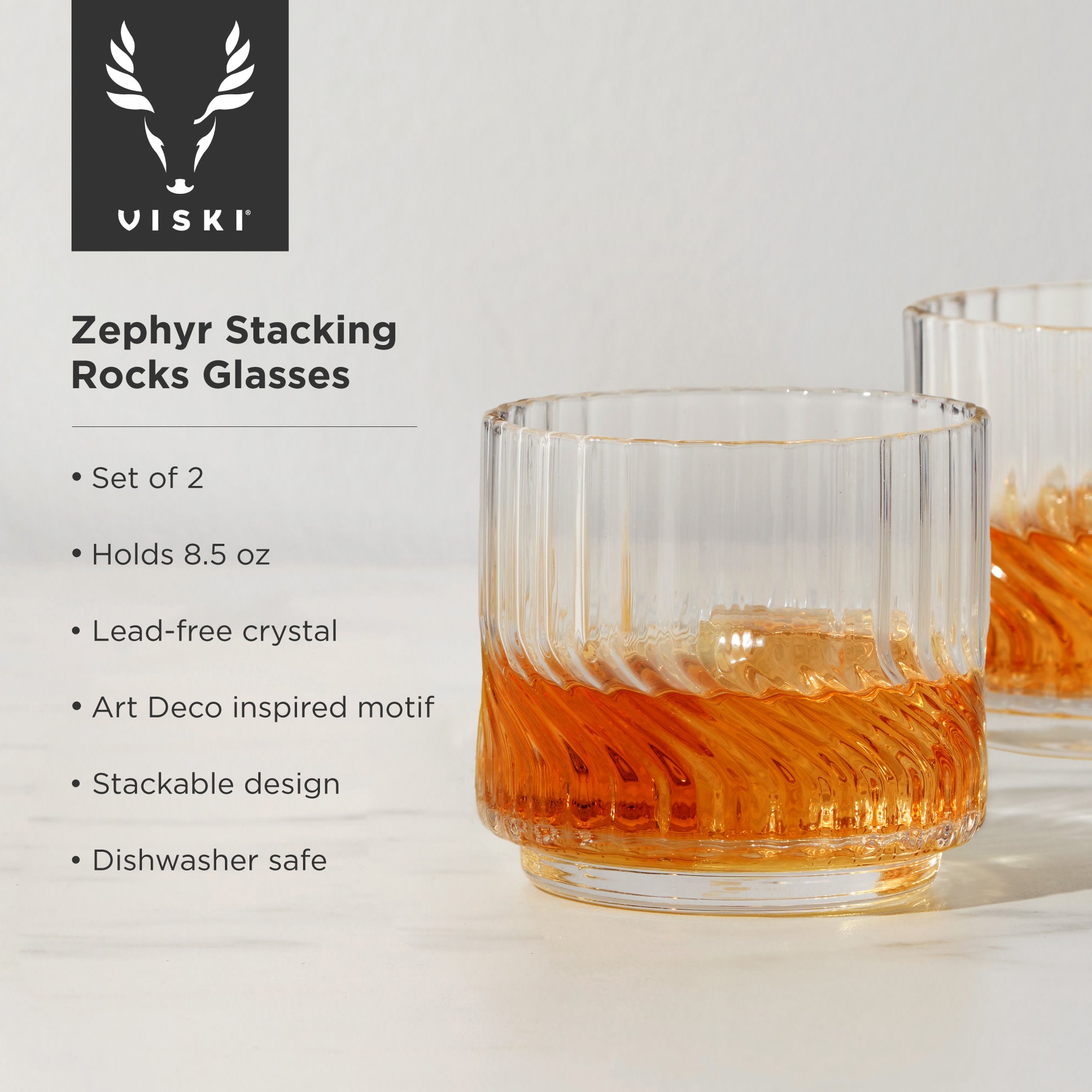 Premium Zephyr Crystal Lowball Tumblers Set of 2 - Elegant Whiskey Glasses for Bourbon, Scotch & Cocktails - Perfect for Home Bar, Gifts & Entertaining