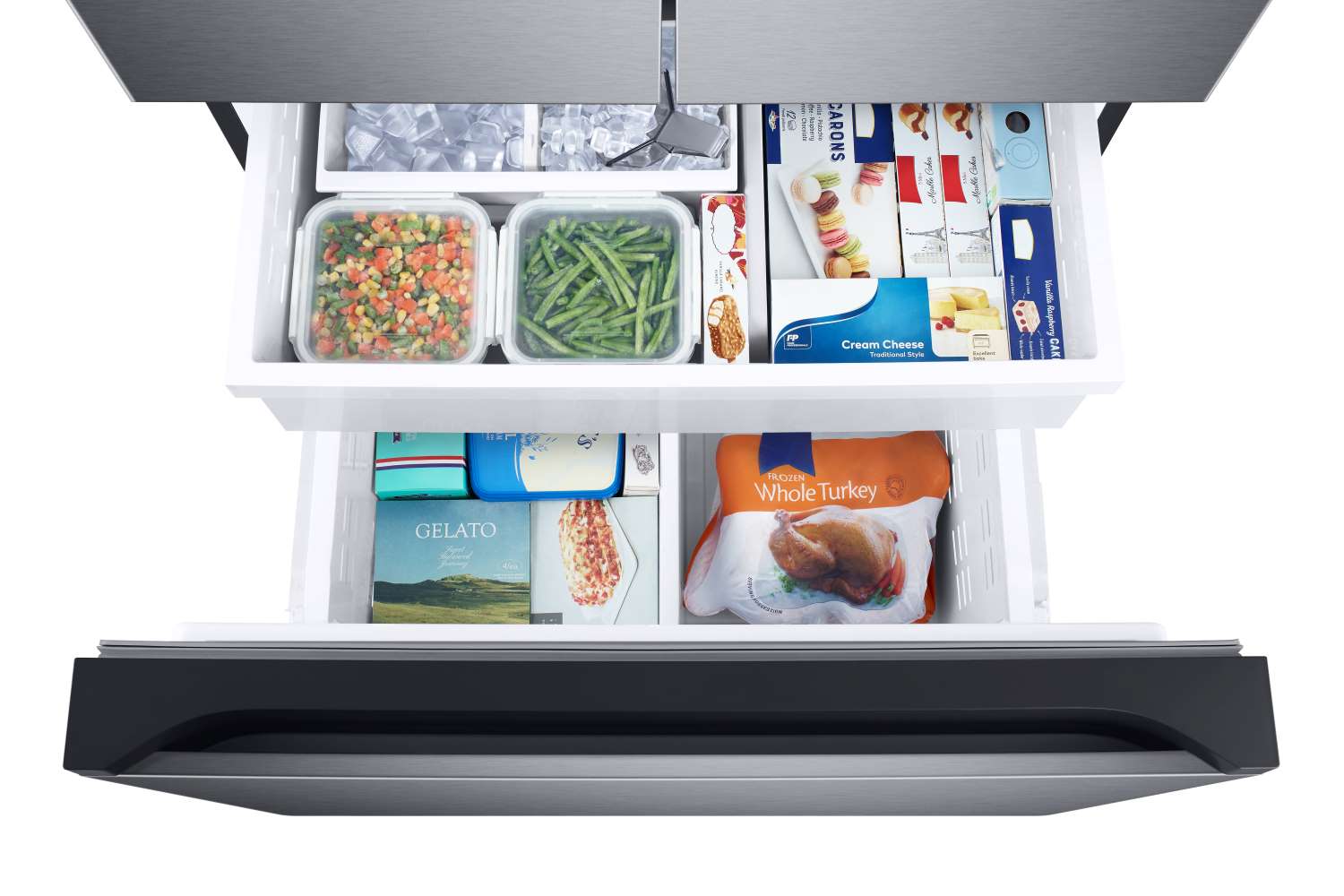 Samsung RF25C5551SG/AA 24.5 cu.ft Black Stainless Steel French Door Refrigerator with Internal Ice & Water Dispenser - Perfect for Modern Kitchens & Large Families