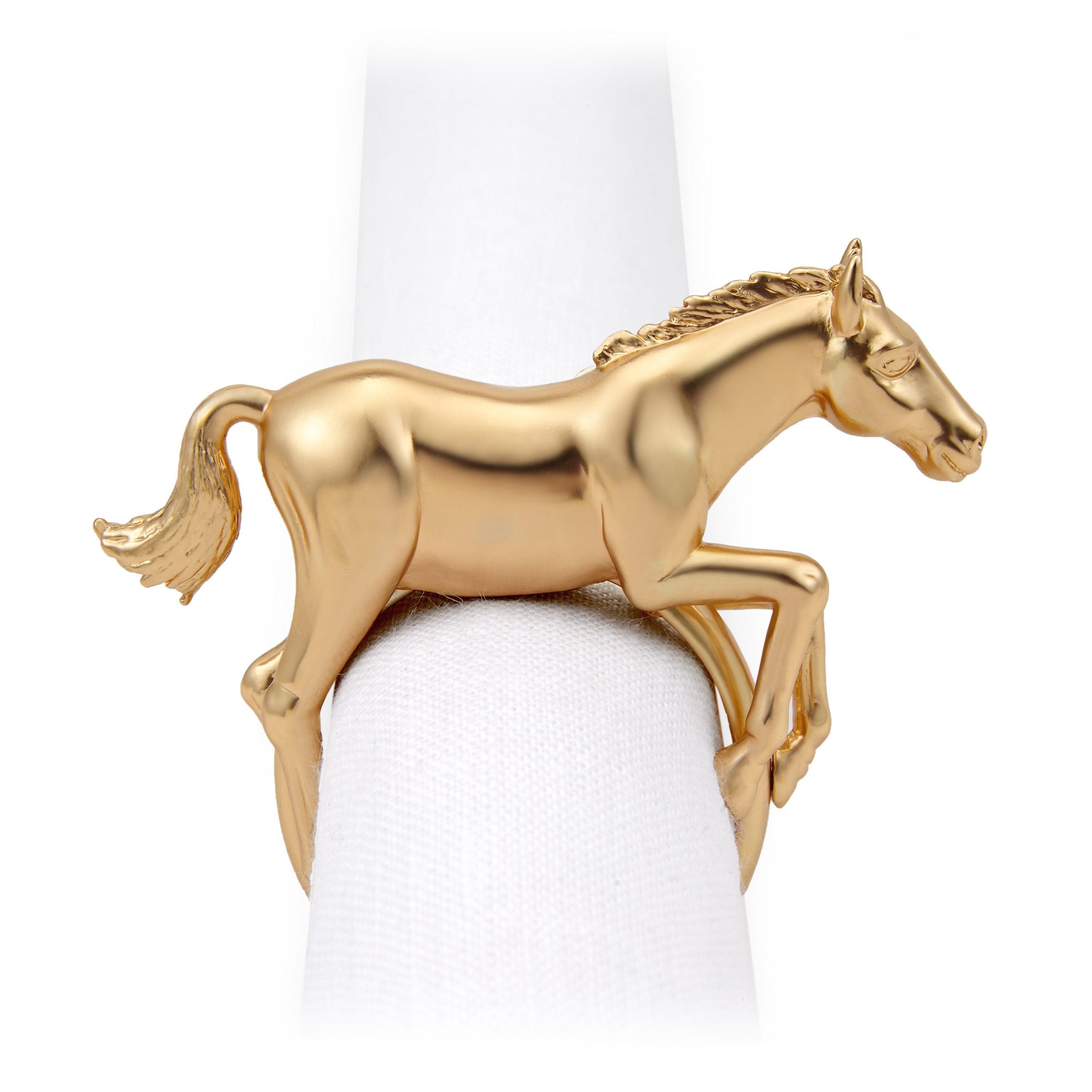 Elegant Horse-Themed Napkin Rings Set of 4 - Perfect for Equestrian Weddings, Farmhouse Decor & Holiday Table Settings