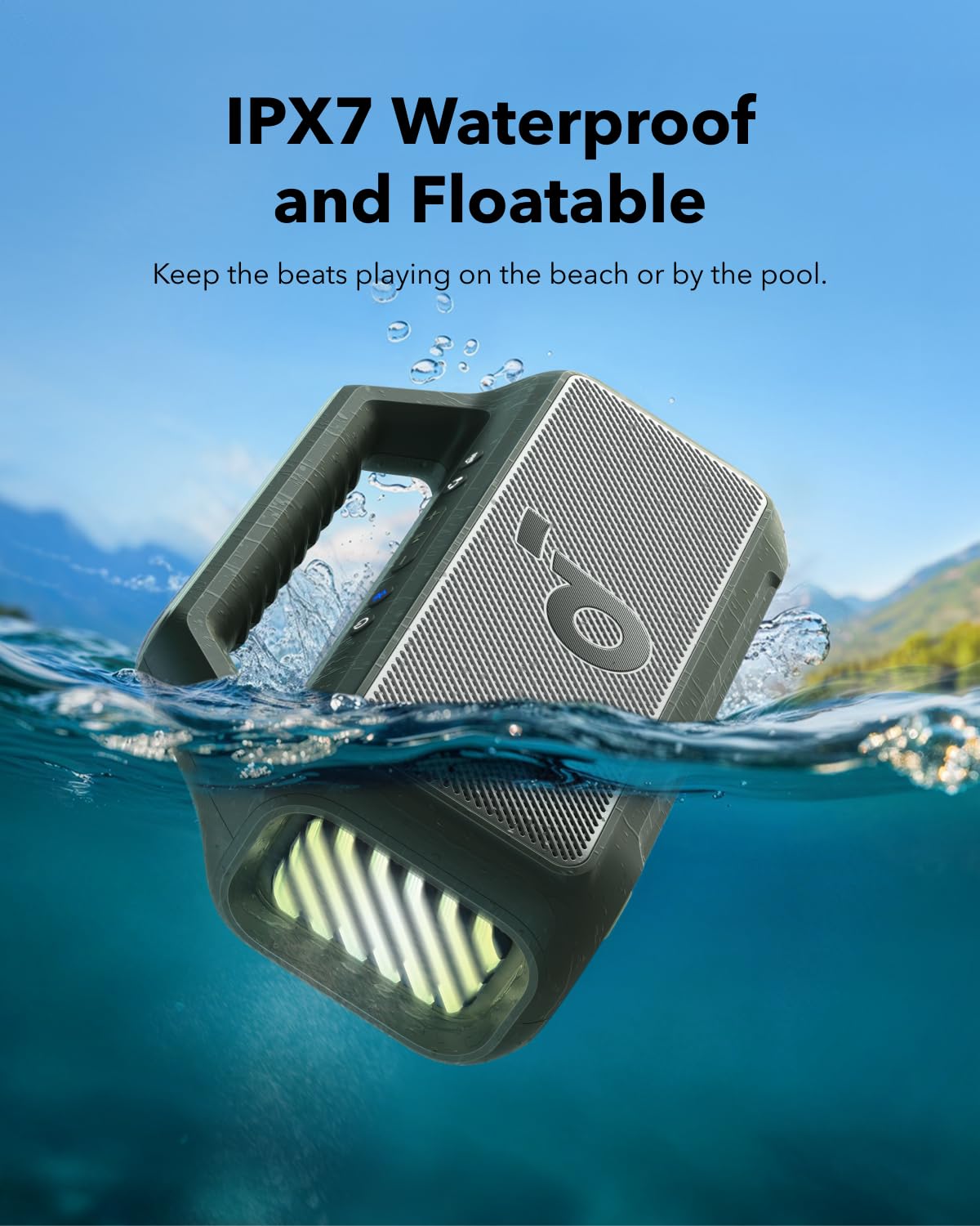 Anker Soundcore Boom 2 - 80W Powerful Outdoor Bluetooth Speaker with Deep Bass, 24H Playtime, IPX7 Waterproof & Floating Design - Perfect for Camping, Beach, Pool Parties & Backyard BBQs