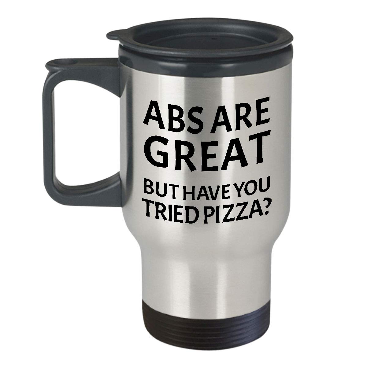 Funny Pizza Lover Travel Mug - Insulated Coffee Cup with Lid for Hot & Cold Drinks - Perfect Pizza Themed Gift for Office, Commute & Outdoor Adventures