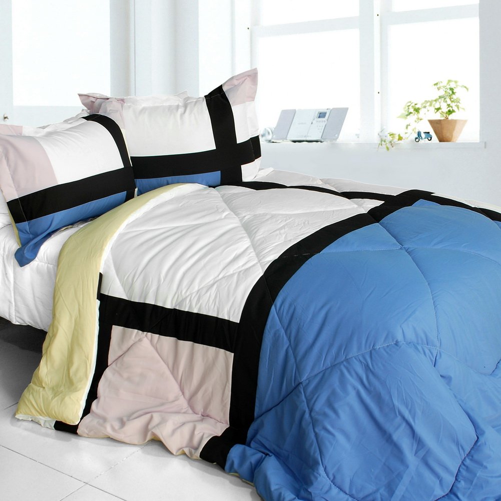 Luxury Quilted Patchwork Down Alternative Comforter Set - Full/Queen Size Bedding - Soft & Hypoallergenic - Perfect for Master Bedroom, Guest Room & Cozy Winter Nights