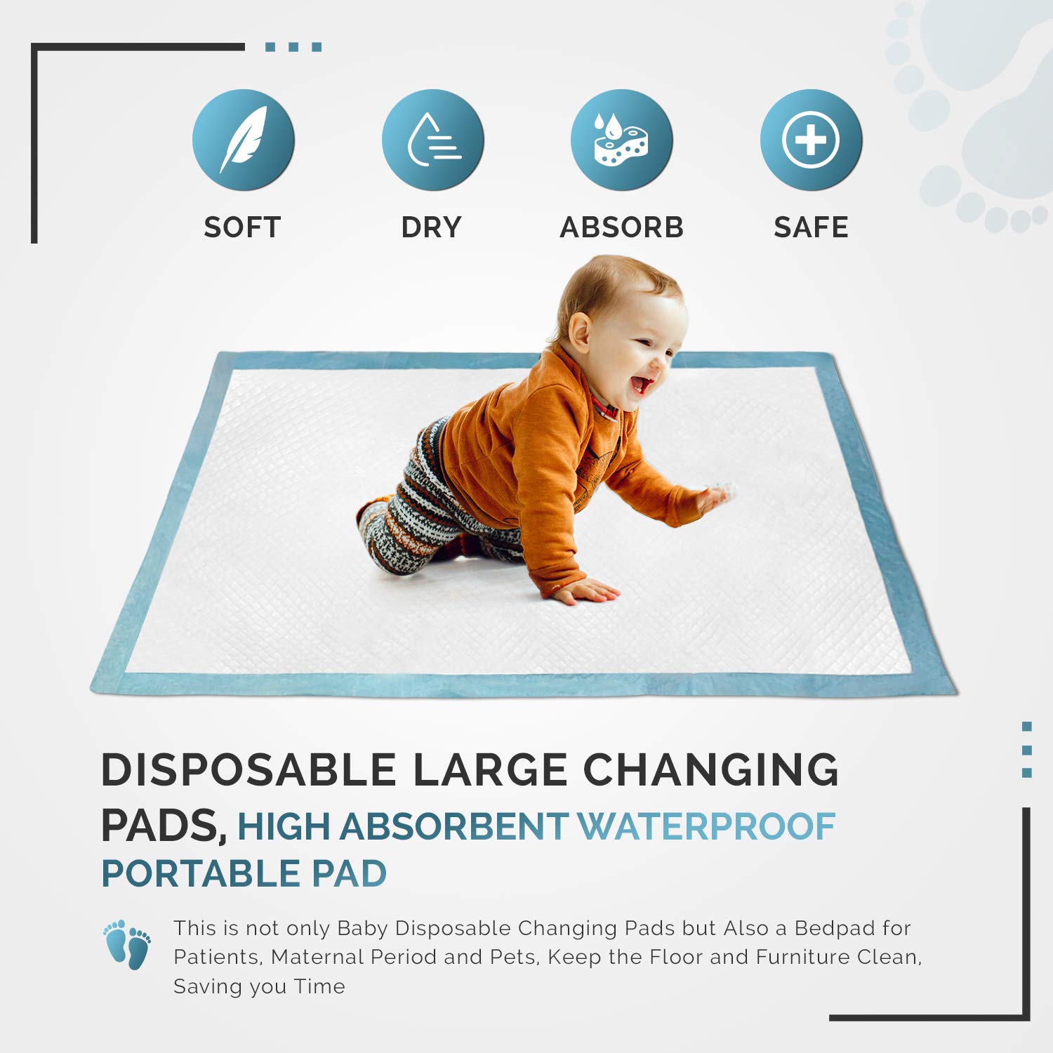 Premium Disposable Incontinence Bed Pads - Super Absorbent Washable Underpads for Adults & Elderly Care | Waterproof Changing Mats for Babies | Ideal for Home, Hospital & Travel Use