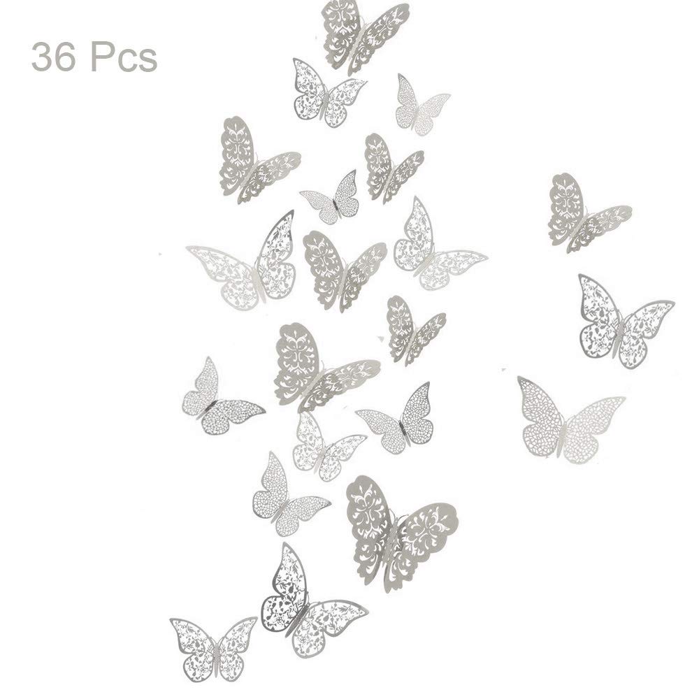 3D Metallic Butterfly Wall Decal Stickers - DIY Flying Decor for Kids Bedroom, Nursery, Home Party & Office Wall Art (Silver) | Perfect for Nursery Decor, Classroom Decorations & Home Interior Design