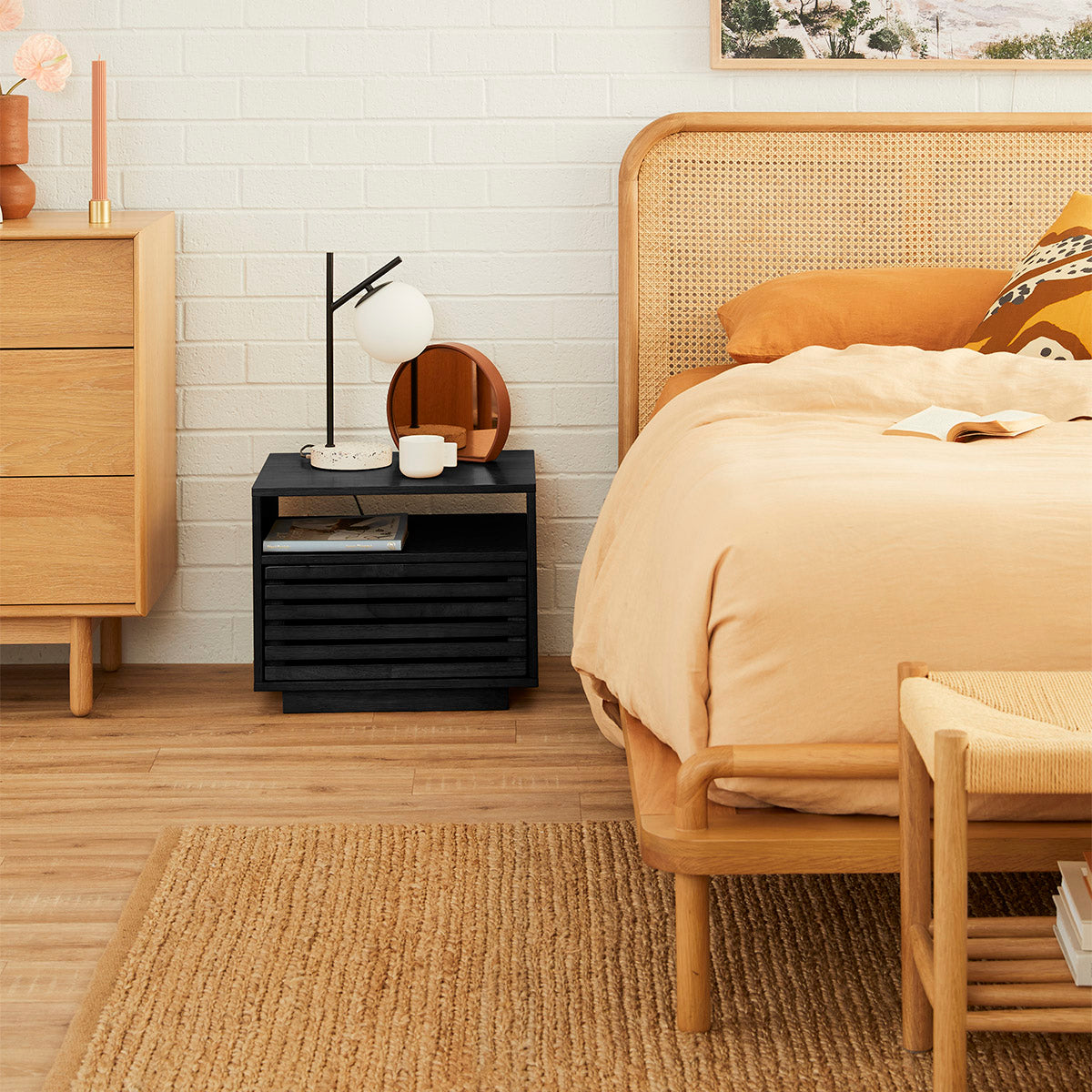 Modern Wooden Nightstand with Drawer - Stylish Bedside Table for Bedroom, Living Room, or Office - Perfect for Storing Books, Lamps, and Essentials