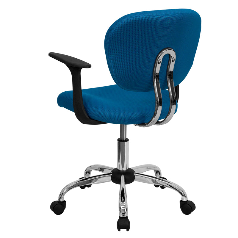 FLASH Beverly Mid Back Black Mesh Office Chair with Padded Seat, Swivel & Adjustable Height, Chrome Base & Arms - Ergonomic Desk Chair for Home & Office Workspace