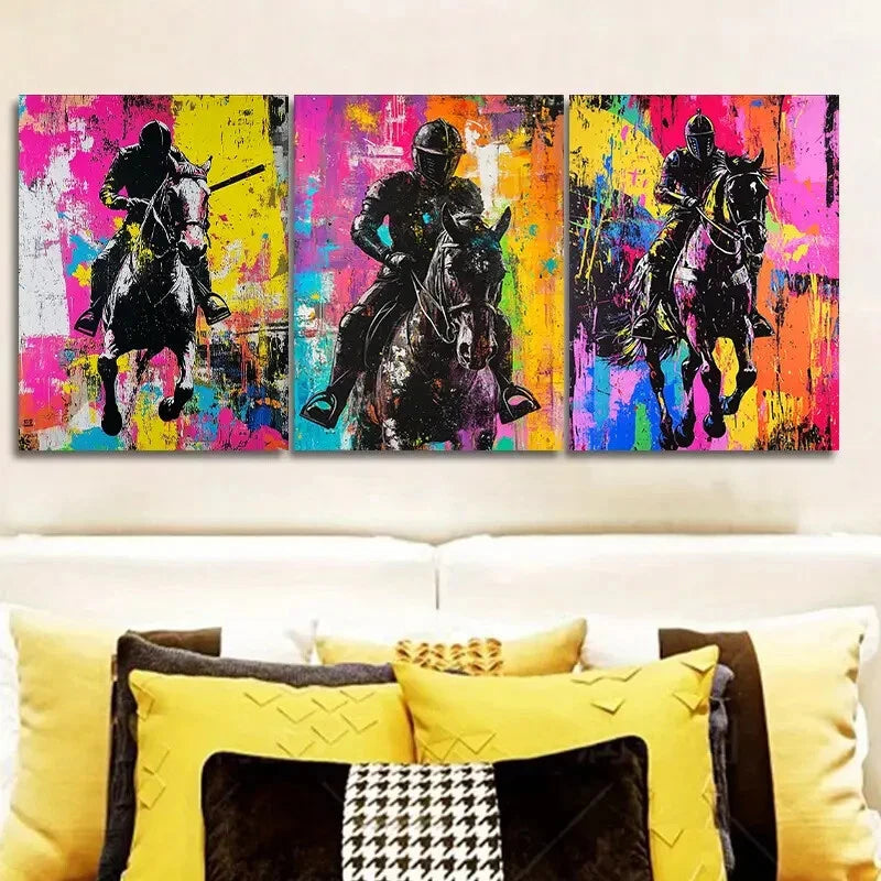 3-Piece Knight on Horseback Wall Art Set - Framed Canvas 40x60cm - High Quality Print - 100% Australian Made - Ready to Hang - Perfect for Living Room, Bedroom, or Office Decor