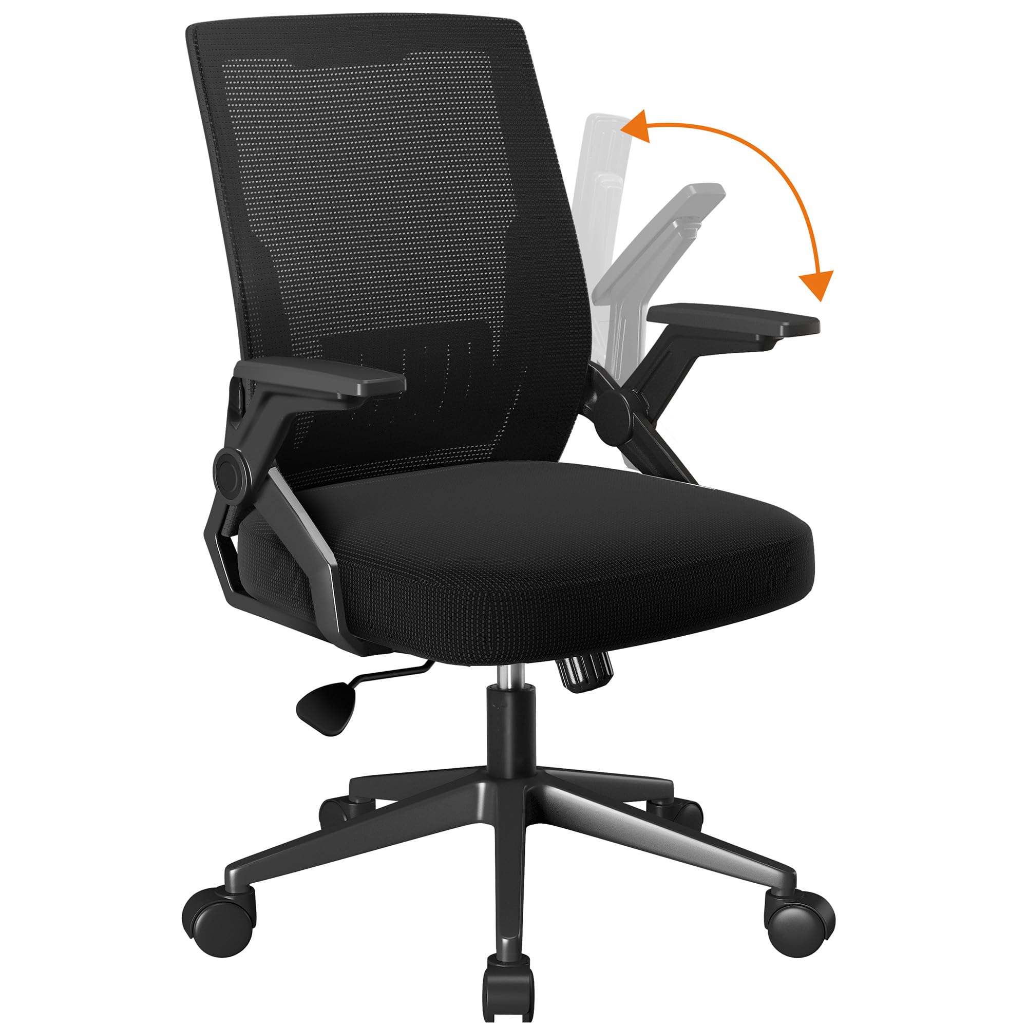 Ergonomic Office Chair with Flip-Up Armrests & Lumbar Support - Adjustable Computer Desk Chair for Home Office, Black (20
