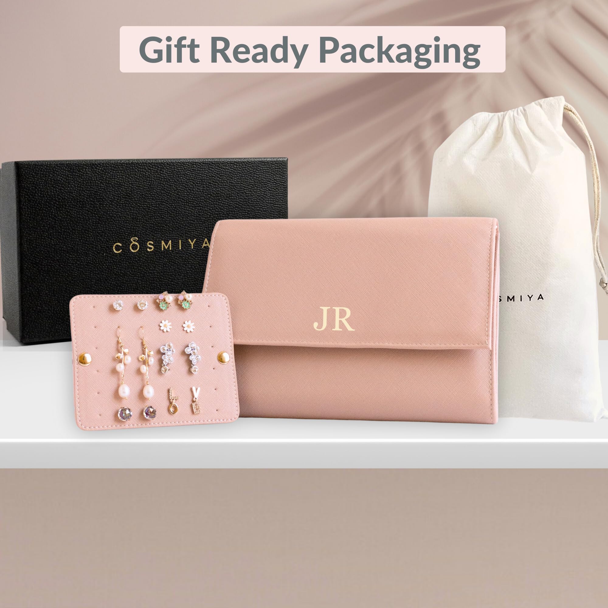 Personalized Monogram Travel Jewelry Case - Custom Initial Jewelry Organizer Box for Women, Bridesmaid Proposal Gift, Birthday Gift for Mom - Perfect for Travel, Bridal Showers & Special Occasions