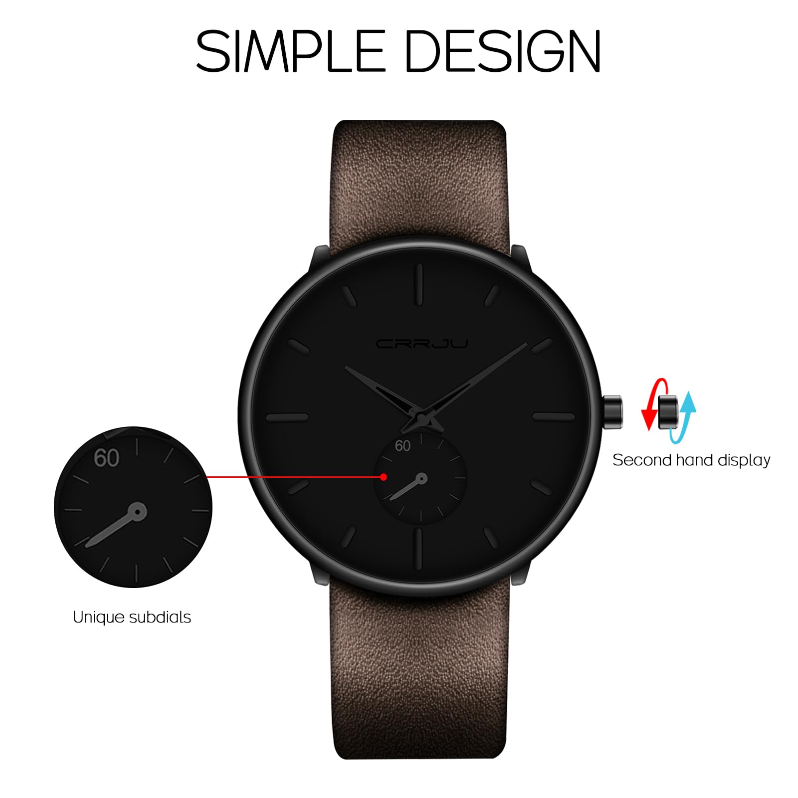Ultra-Thin Minimalist Waterproof Men's Watch - Slim Dress Watch for Men & Women with Genuine Leather Strap - Perfect for Business, Casual & Formal Occasions