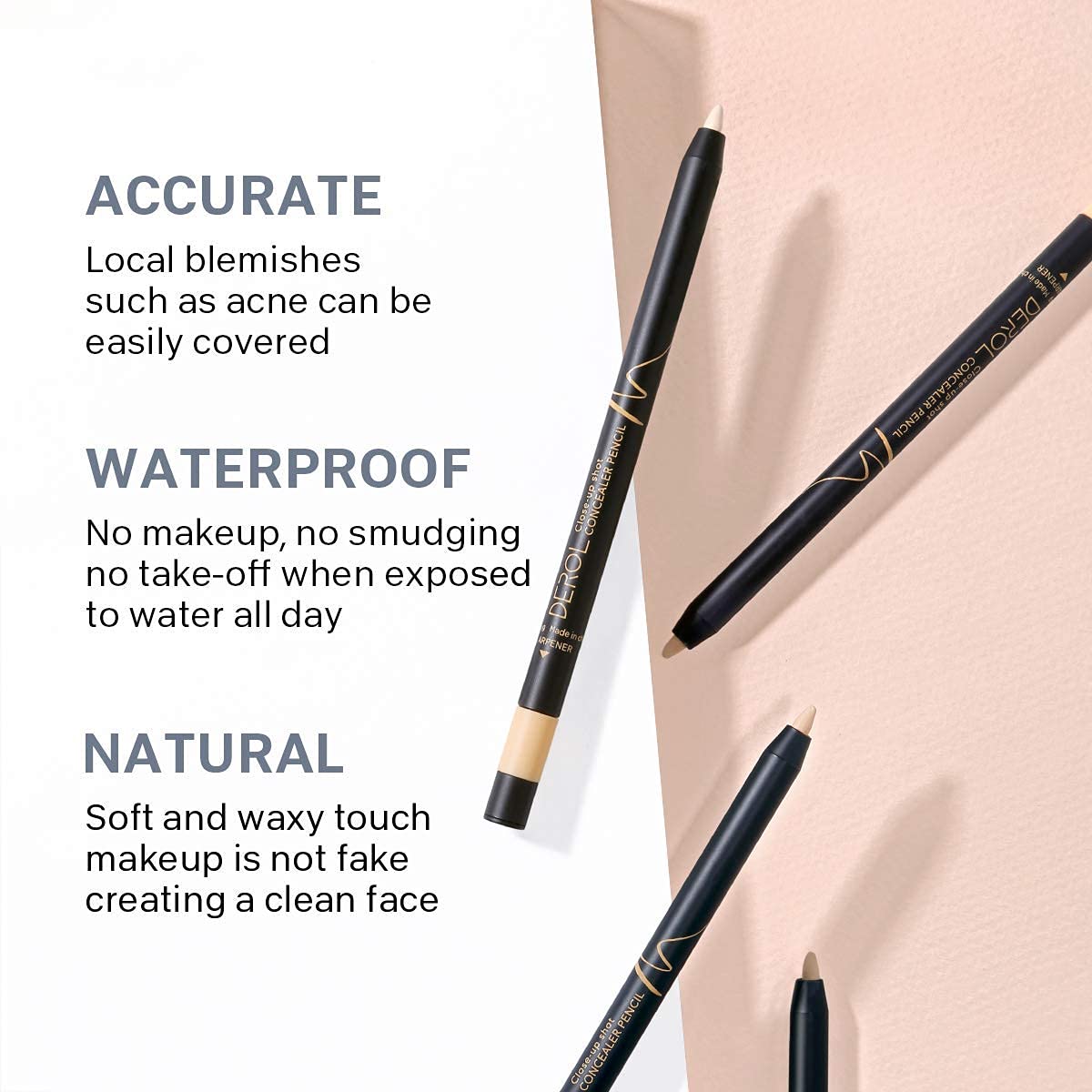 KISSIO Concealer Pencil - Waterproof Long-Lasting Under Eye Concealer for Dark Circles, Acne & Freckles Coverage - Brightening Skin Corrector (01# Porcelain) - Perfect for Everyday Makeup & Touch-Ups