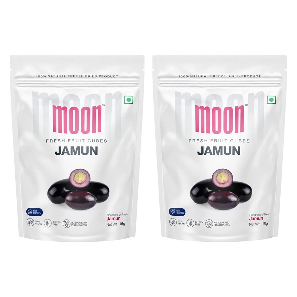 Freeze Dried Jamun Cubes | 100% Natural Vegan Snack | No Preservatives, No Added Sugar, Gluten Free Healthy Snack for Kids & Adults | Perfect for Lunch Boxes, Hiking & On-the-Go Snacking | 2 Pack (16Gm Each)