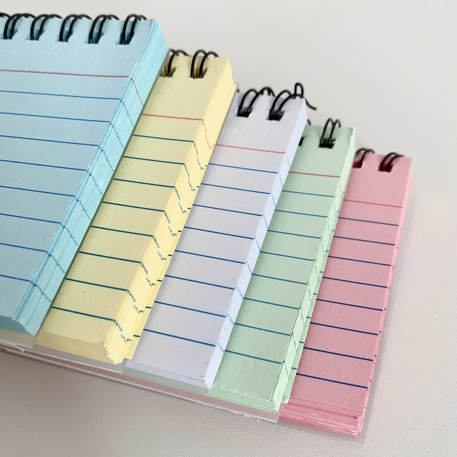 Khakho 5-Pack Spiral Bound Index Cards with Lined Rings - Premium Revision Flash Cards for Office Meetings, School Study & Memorization | Perfect for Note-Taking, Exam Prep & Presentation Organization (Paper)