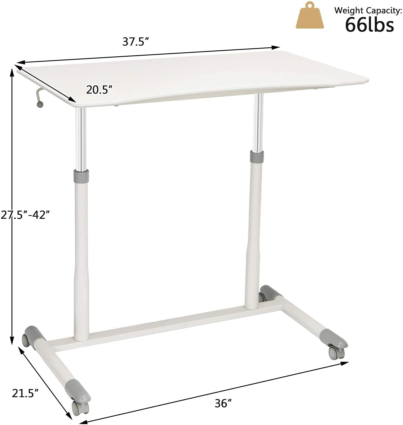 FANTASK Adjustable Height Rolling Sit-Stand Desk with 4 Wheels - Ergonomic Mobile Laptop Workstation for Home Office, Bedside, Sofa & Small Spaces - Perfect for Remote Work, Study & Gaming