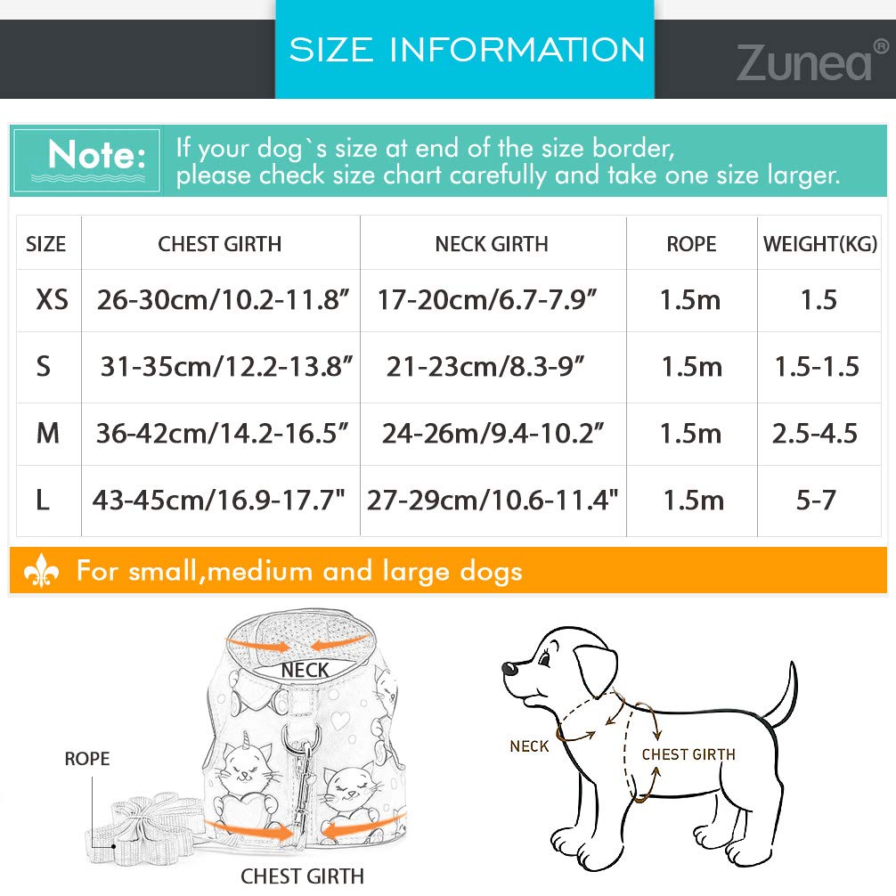Zunea No Pull Dog Harness and Leash Set - Reflective Puppy Vest with Anti-Lost Card, Breathable Mesh Small Dog Harness for Walking, Running & Outdoor Adventures (Red, XS) - Perfect for Small Dogs & Puppies