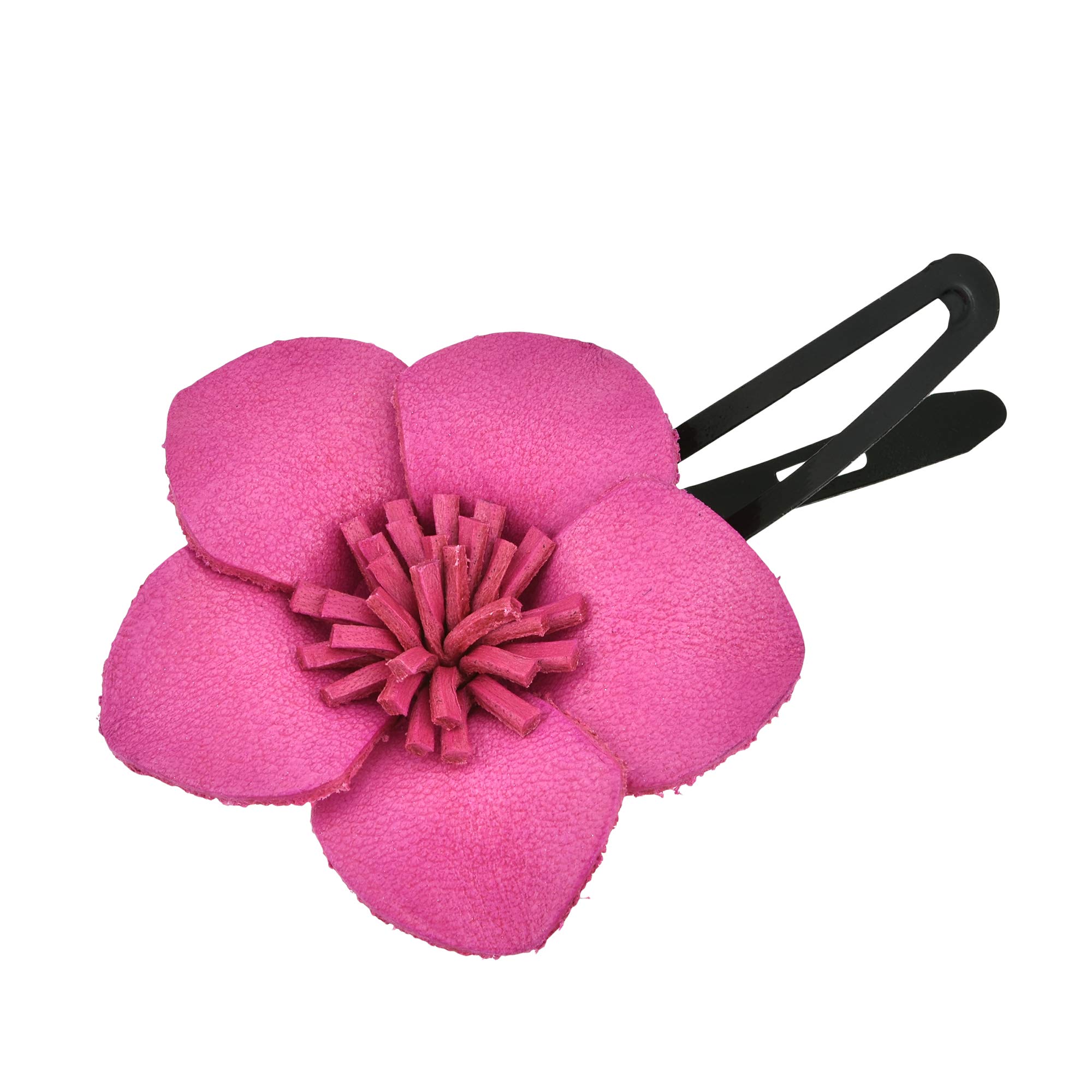 AeraVida Fuchsia Pink Tropical Flower Leather Hair Clip for Women - Fashion Hair Accessories for Parties, Weddings & Everyday Style