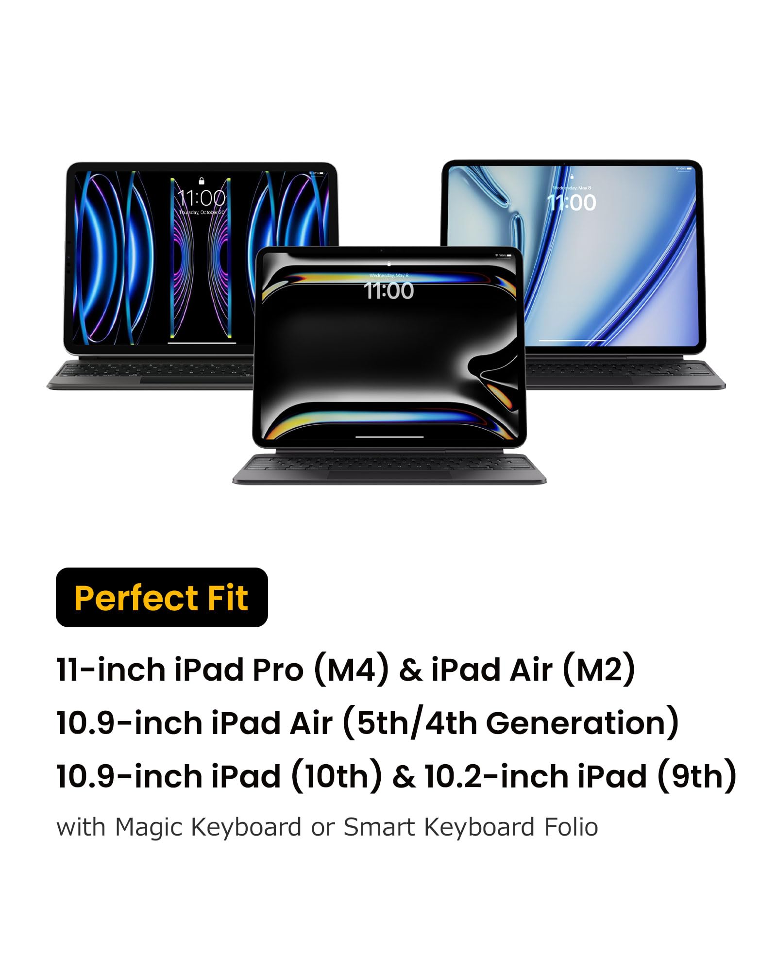 tomtoc 11 Inch Tablet Sleeve Case for iPad Pro M4/Air M2 (2024), iPad Pro M2/M1, iPad 10/Air 5 (2022) - Protective Cover Compatible with Magic Keyboard & Smart Keyboard Folio - Perfect for Work, Travel, and School Use