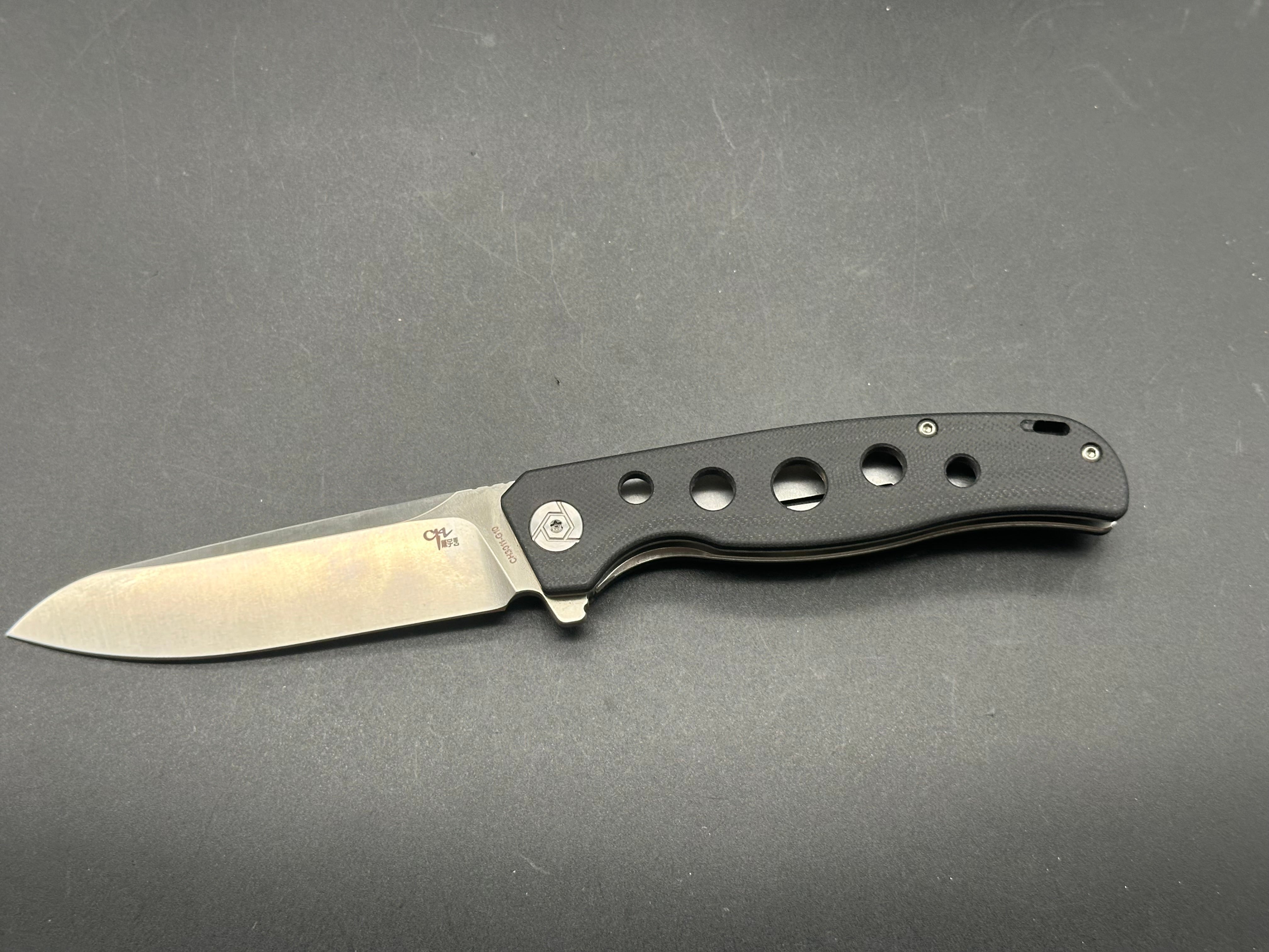 CH KNIVES CH3011 Folding Pocket Knife - D2 Steel Blade, Black G10 Handle, Plain Edge | EDC, Camping, Hiking & Outdoor Survival Tool