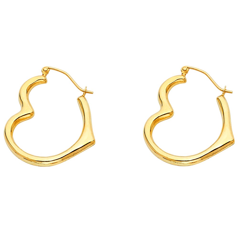 14K Yellow Gold 4mm Heart Hinged Hoop Earrings for Women - Dainty Valentine's Day Jewelry Gift for Her - Perfect for Date Night, Anniversary & Special Occasions