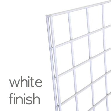 White 4-Way Wire Grid Tower with Base & Casters - 2' x 6' Wire Grid Panel 4-Sided Rolling Display Rack for Retail Stores, Trade Shows & Warehouse Organization