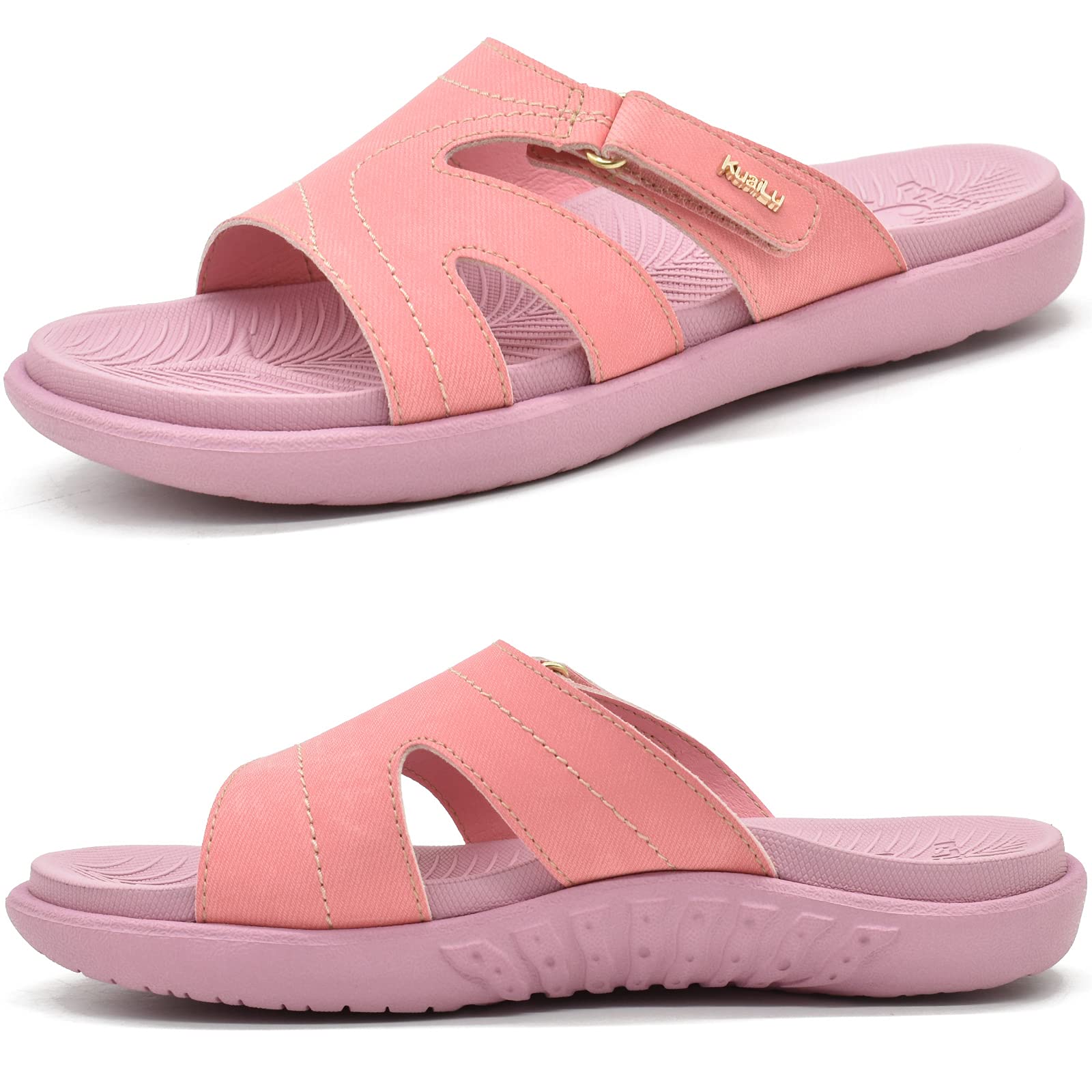 KuaiLu Women's Orthotic Slides - Lightweight Yoga Sandals with Thick Cushion & Arch Support for Plantar Fasciitis - Perfect for Yoga, Gym, and Home Comfort