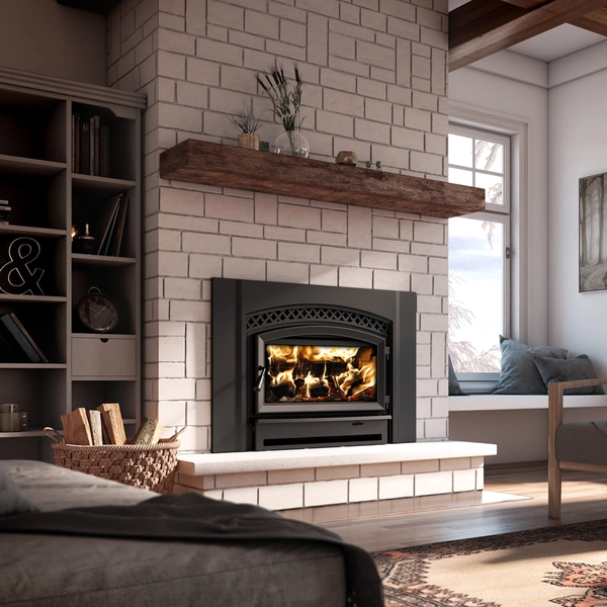 Enerzone Destination 2.7 Wood Burning Fireplace Insert - Efficient Heating for Home & Cabin - Perfect for Living Rooms, Bedrooms & Winter Warmth