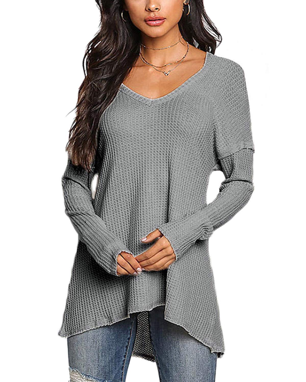 YOINS Women's Sexy V-Neck Long Sleeve Sweater - Loose Casual Pullover Knit Top for Fall & Winter | Perfect for Office, Date Night & Weekend Outfits