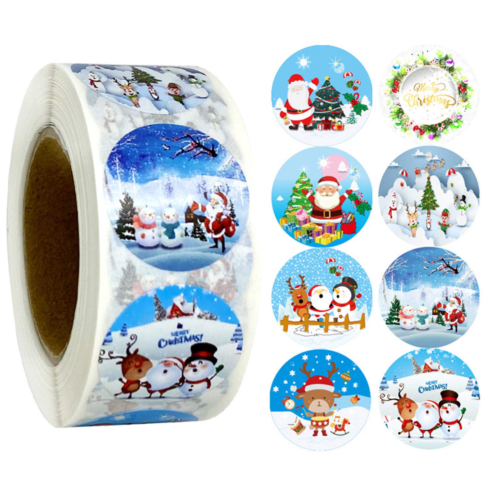 500 Pack Christmas Stickers for Holiday Decorations - DIY Gift Wrapping, Scrapbooking, Home & Party Decor - Self-Adhesive Vinyl Decals for Windows, Walls, Cards & More