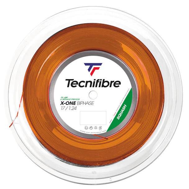 Tecnifibre X-One Biphase 17/1.24 Squash String Reel (Orange) - High Performance Multifilament String for Power & Control - Perfect for Competitive Play & Tournament Matches