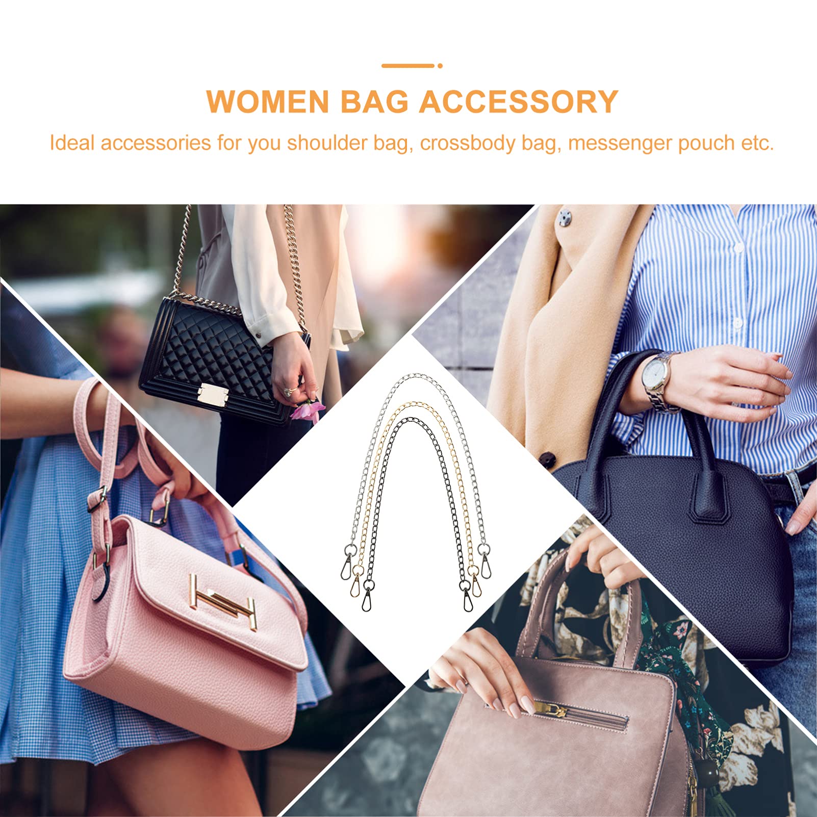 OSALADI 3-Piece DIY Bag Chain Accessories Set - Handbag Strap Replacement, Purse Crossbody Chain for Women | Perfect for Customizing Purses, Totes & Shoulder Bags