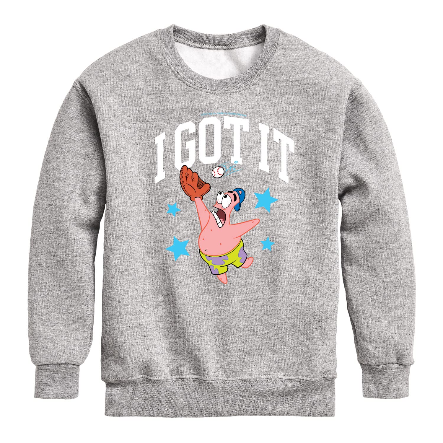 HYBRID APPAREL Spongebob Squarepants Baseball Graphic Fleece Sweatshirt for Toddler & Youth | Soft Crewneck Pullover | Perfect for Playground, School & Casual Wear