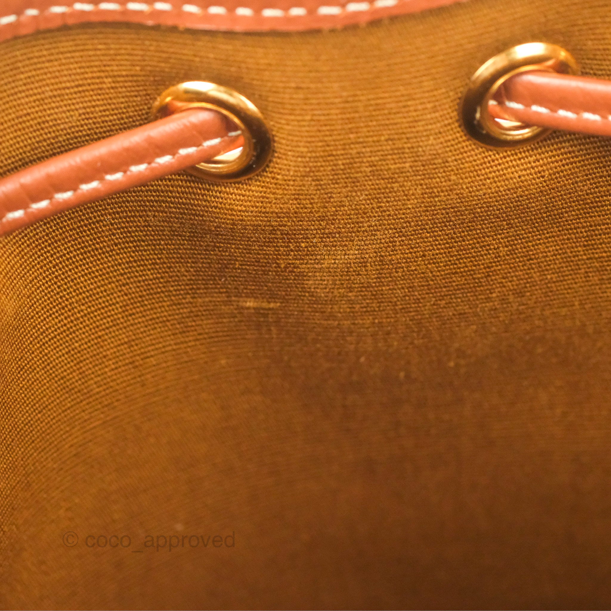 Celine Small Drawstring Bucket Bag in Triomphe Canvas & Tan Calfskin Leather - Perfect for Everyday Use, Travel & Casual Outings